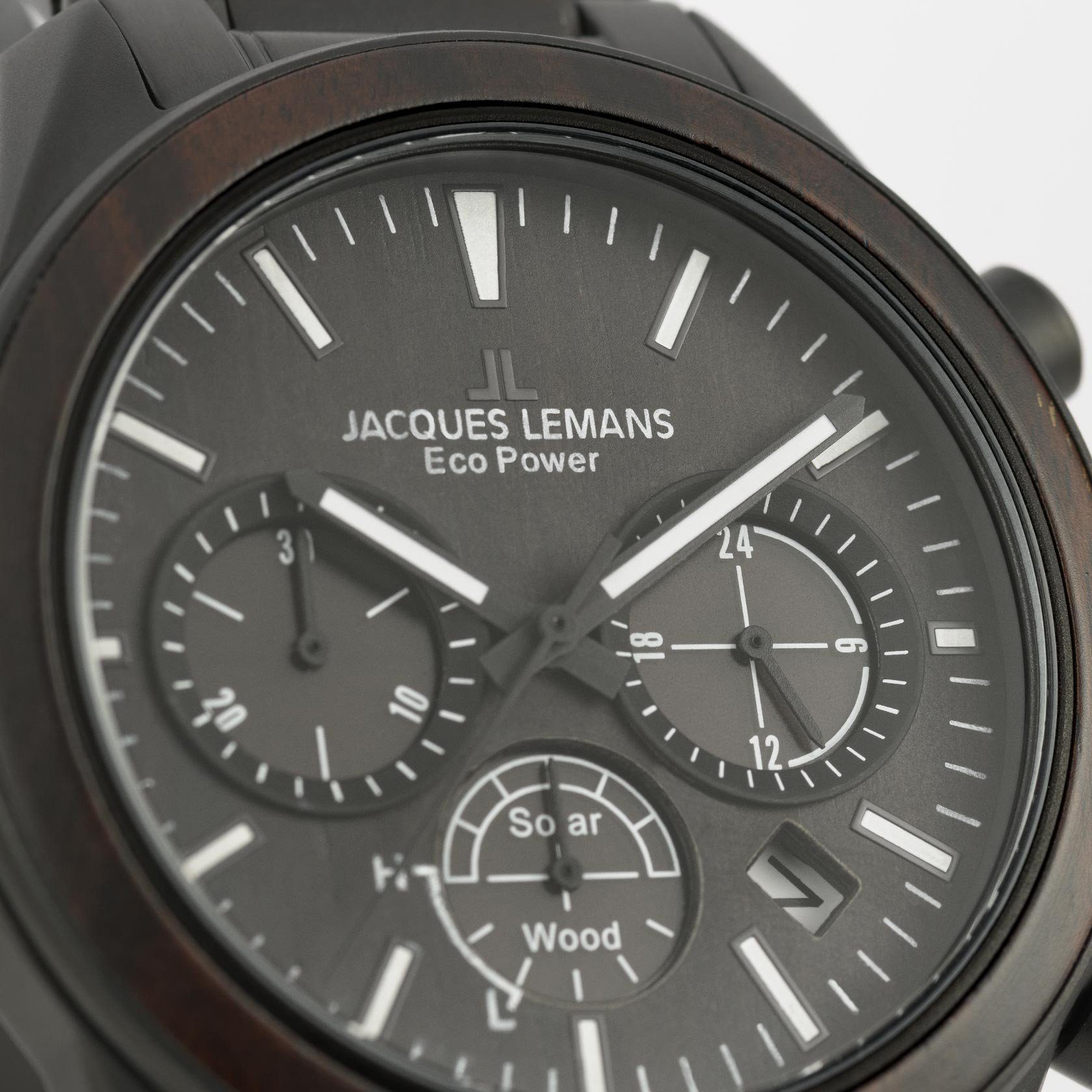 1-2115M schwarz Chronograph Solar Lemans Jacques Eco Wood, Power