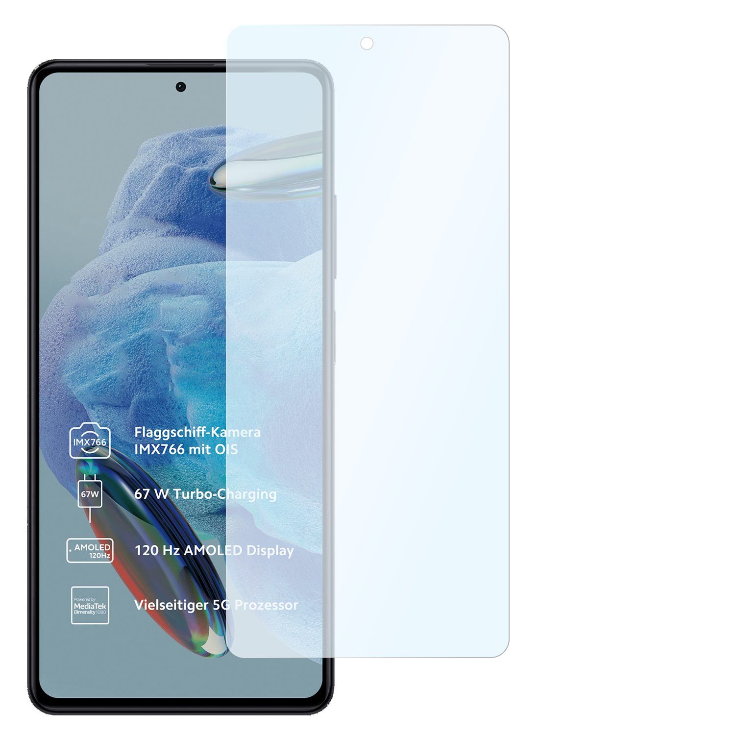 SLABO Schutzfolie 2x Panzerschutz Shockproof, Xiaomi Redmi Note 12 Pro 5G