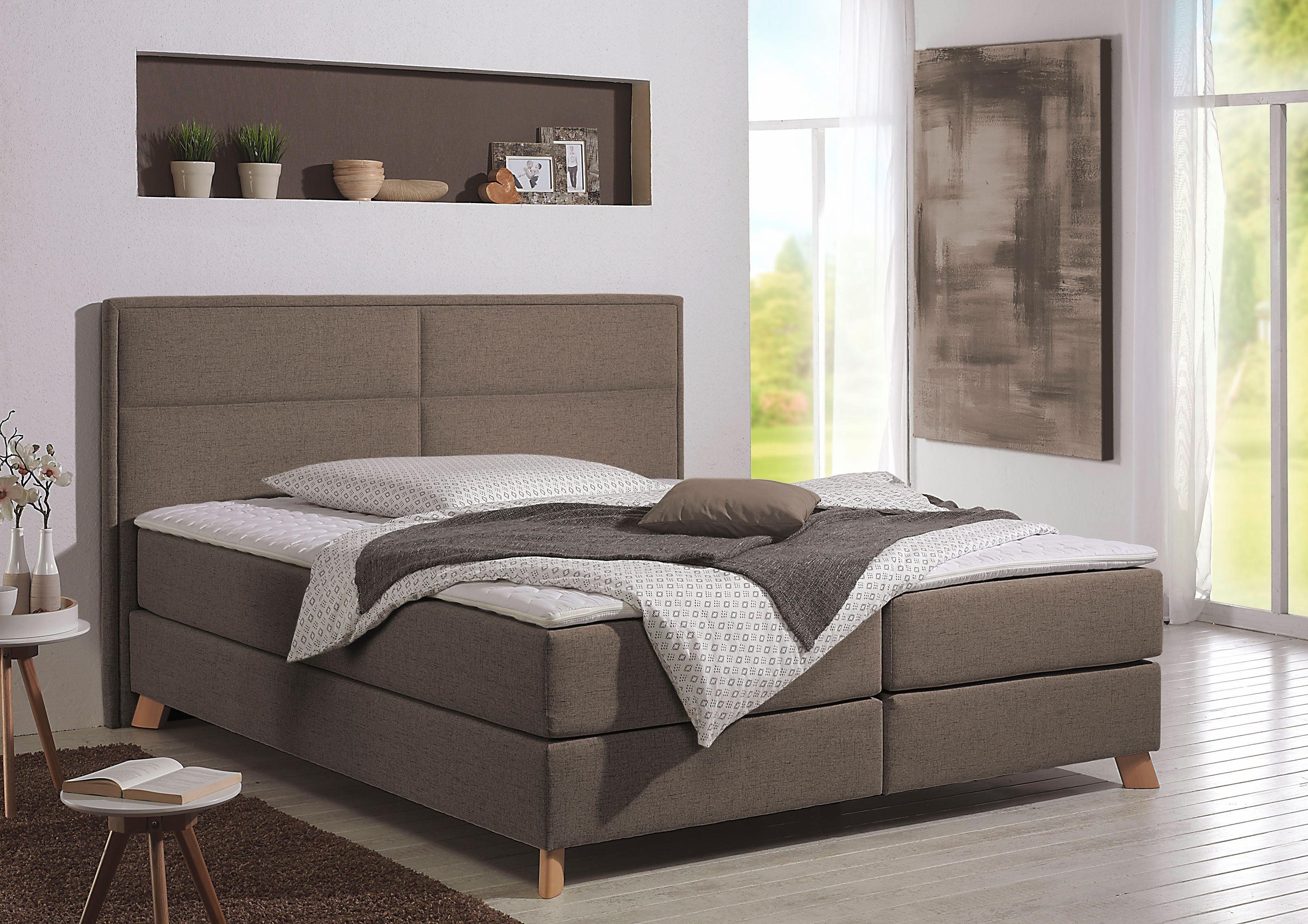 Home affaire Boxspringbett Caria, in 5 Breiten, 3 Matratzen-Ausführungen, 2 Härtegraden, Topper