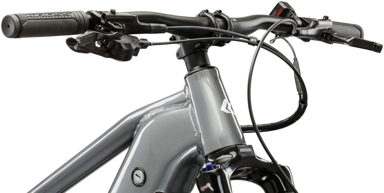 Kross E-Bike Mountainbike KROSS E-MTB Hexagon Boost 1.0 522 29 Zoll grau, 8 Gang Shimano ESSA U2000 Schaltwerk, Kettenschaltung, Heckmotor, 522 Wh, Pedelec, Elektrofahrrad für Damen und Herren, MTB