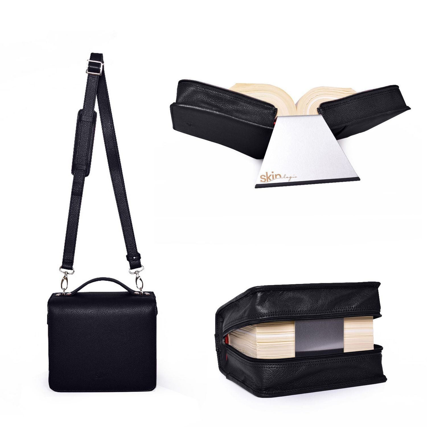 Lesezeichen Buchhüllen-Tasche - schwarz
