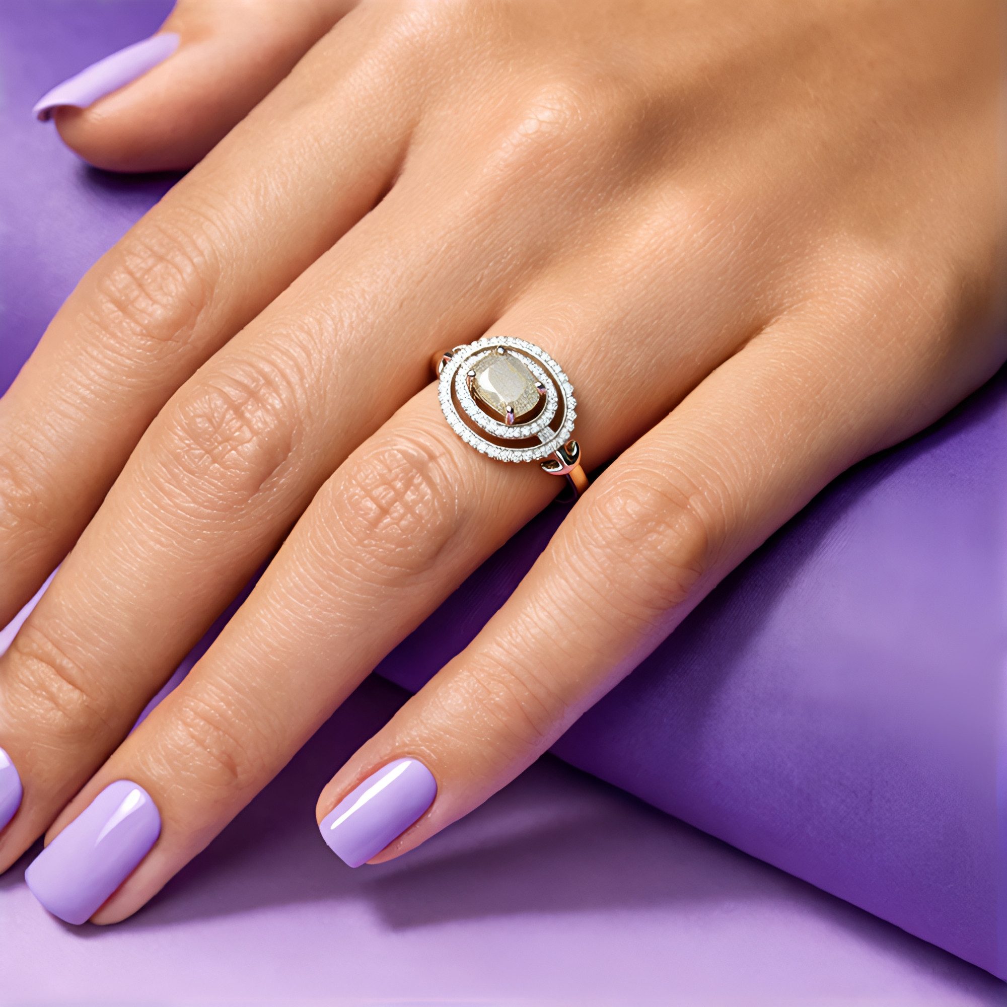 Cavill Silberring Sterling Silber Ring 0,63 ct Labradorit, 45 weiße Topase, Oval (1-tlg)