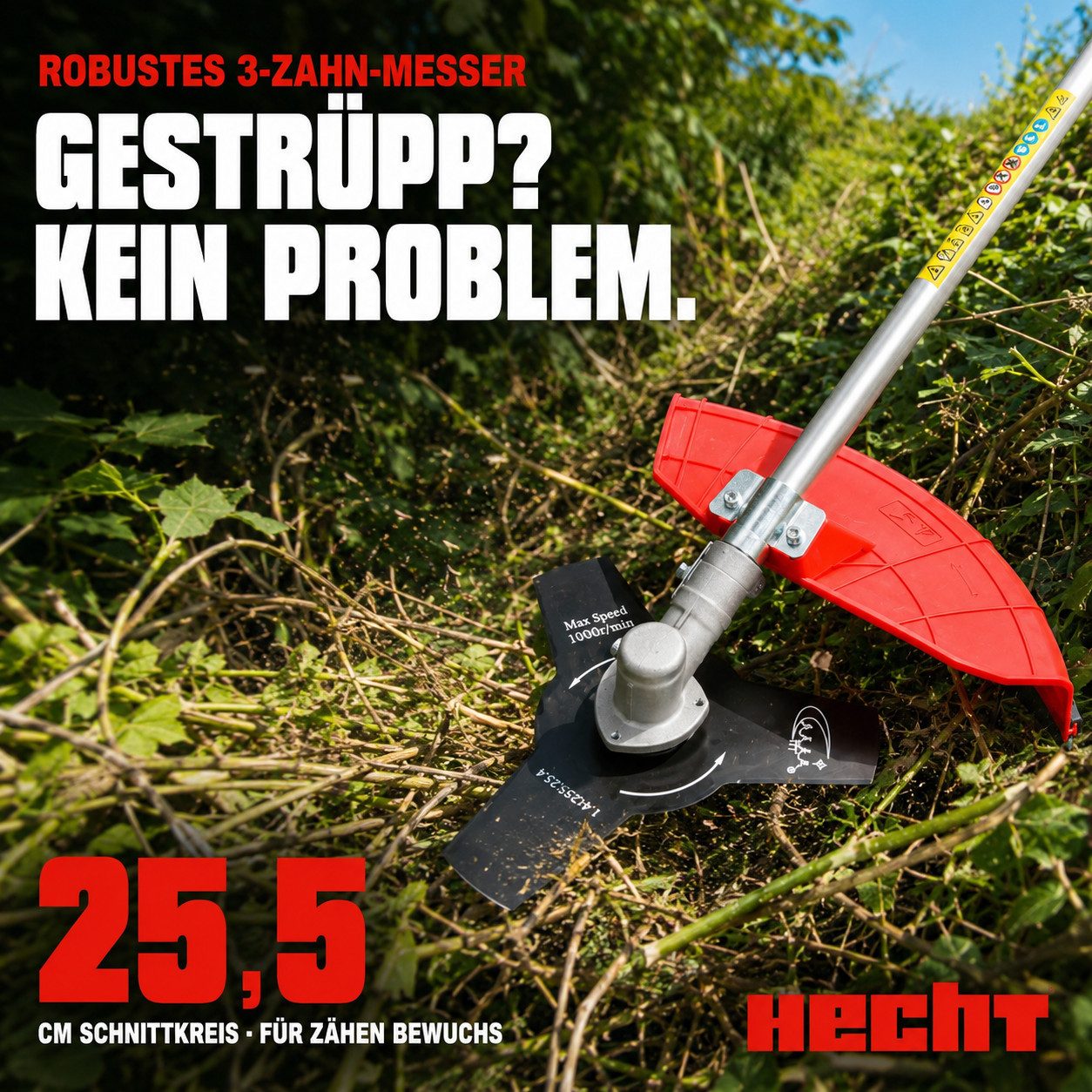 Hecht Benzin-Freischneider Motorsense 129 BTS mit Tragegurt, 25,5 cm Arbeitsbreite Messer, 43 cm Arbeitsbreite Faden, 1,1 PS – Bild 4 von 5