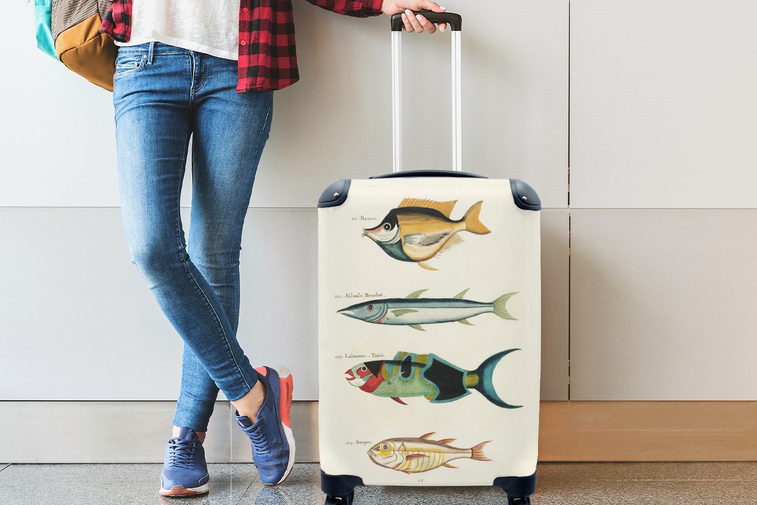 - - Meer Handgepäckkoffer rollen, MuchoWow Ferien, mit Jahrgang Reisetasche Reisekoffer Handgepäck 4 Fisch, für Trolley, Rollen,