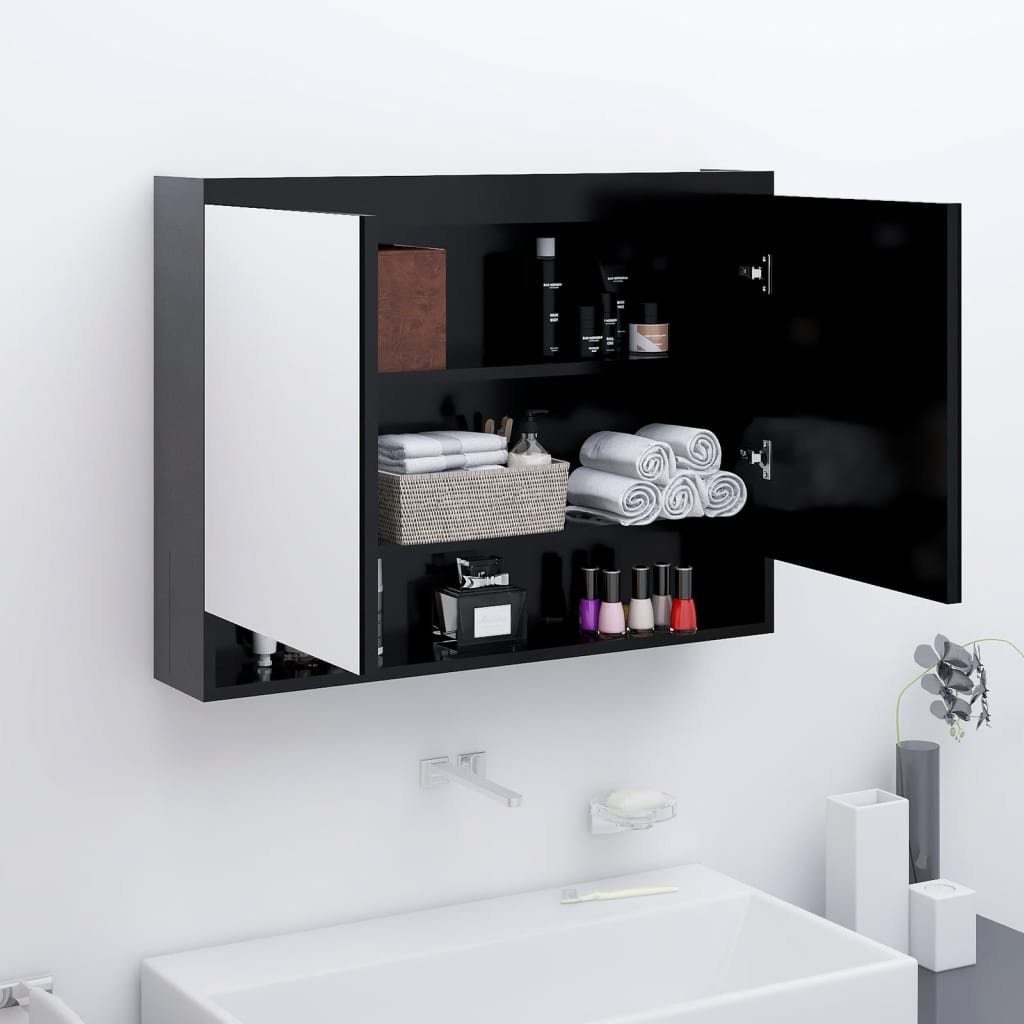 vidaXL Badezimmerspiegelschrank Spiegelschrank fürs Bad 80x15x60 cm MDF Anthrazit (1-St)