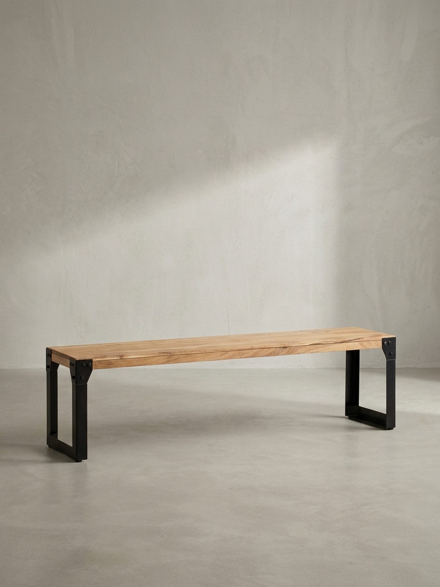 KADIMA DESIGN Sitzbank Esszimmerbank 120x40x45 cm Akazie Massivholz Metall Industrial, (Sitzbank Esszimmer Klein), Esstischbank Holzbank Massiv ohne Lehne, Küchenbank Essbank Modern