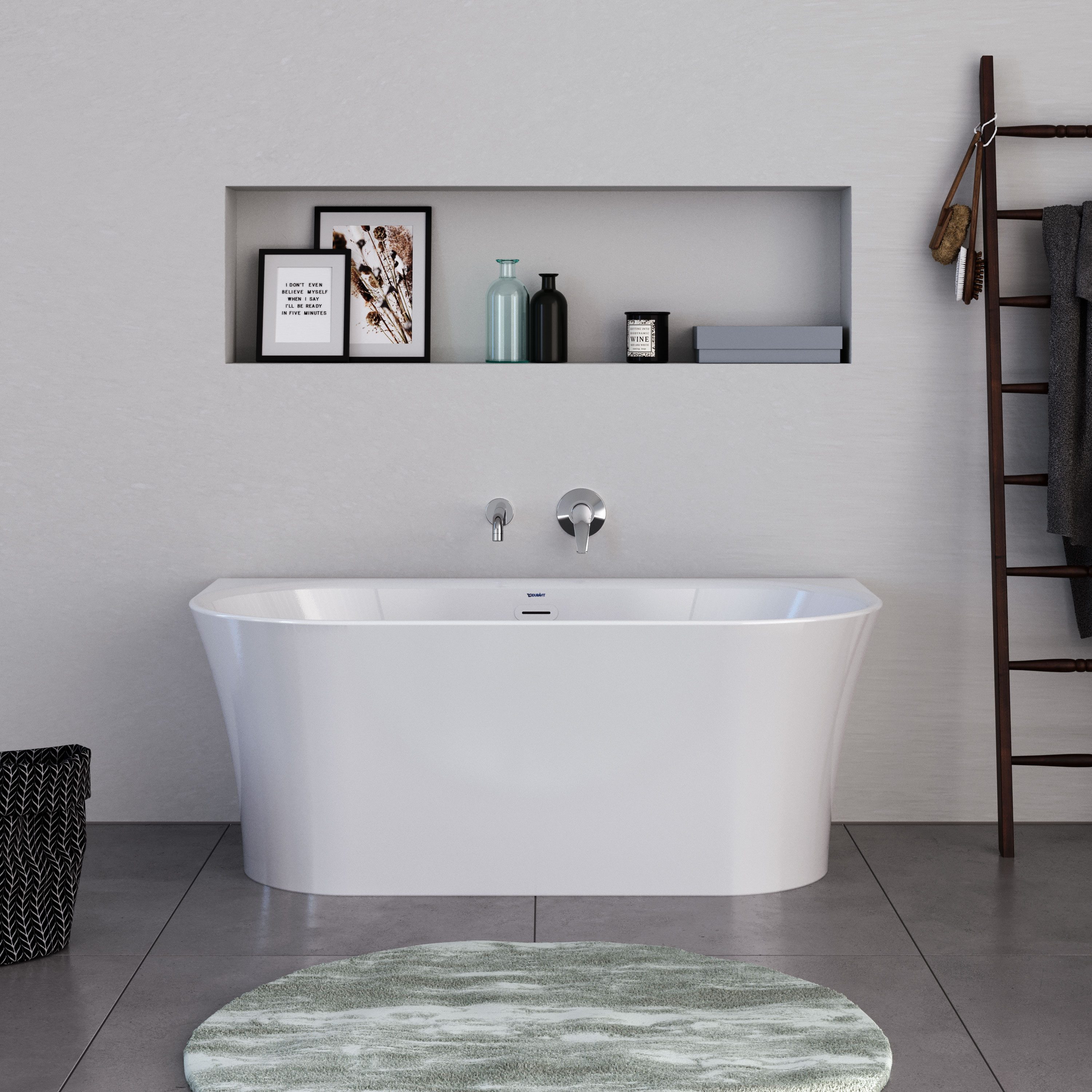 Duravit Badewanne DuraDelfi Weiß glänzend 150 x 75 cm, Vorwand-Badewanne Acryl weiß halbfreistehend