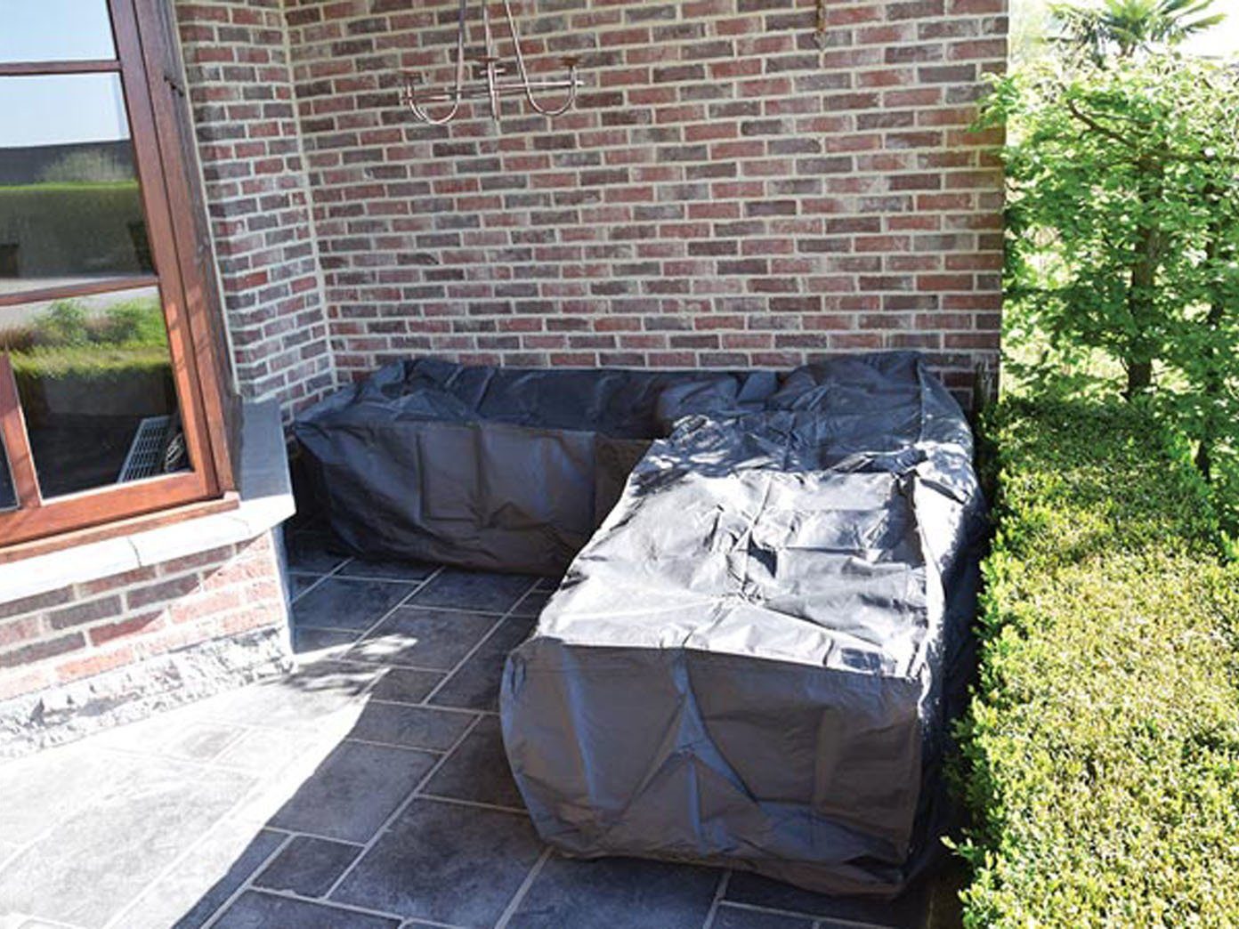 PEREL Gartenmöbel-Schutzhülle (2-St), Abdeckung Lounge-Möbel Wasserfeste Auflagentasche, L-Form 215x215x85cm