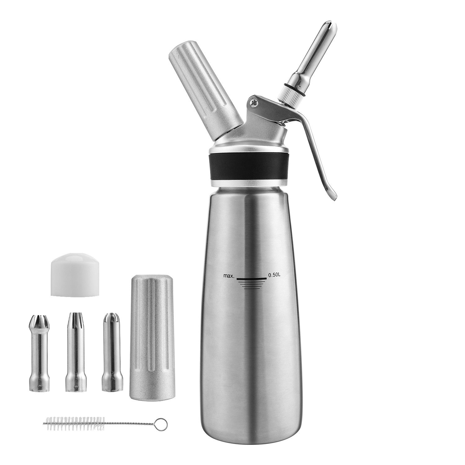 Clanmacy Sahnesyphon 500ml Sahnespender Edelstahl Profi Sahnesyphon Дозаторы крема 3 Düsen