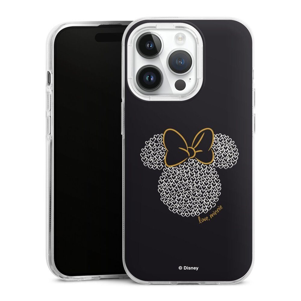 DeinDesign Handyhülle Minnie Mouse Disney Muster Minnie Black and White, Apple iPhone 14 Pro Silikon Hülle Bumper Case Handy Schutzhülle