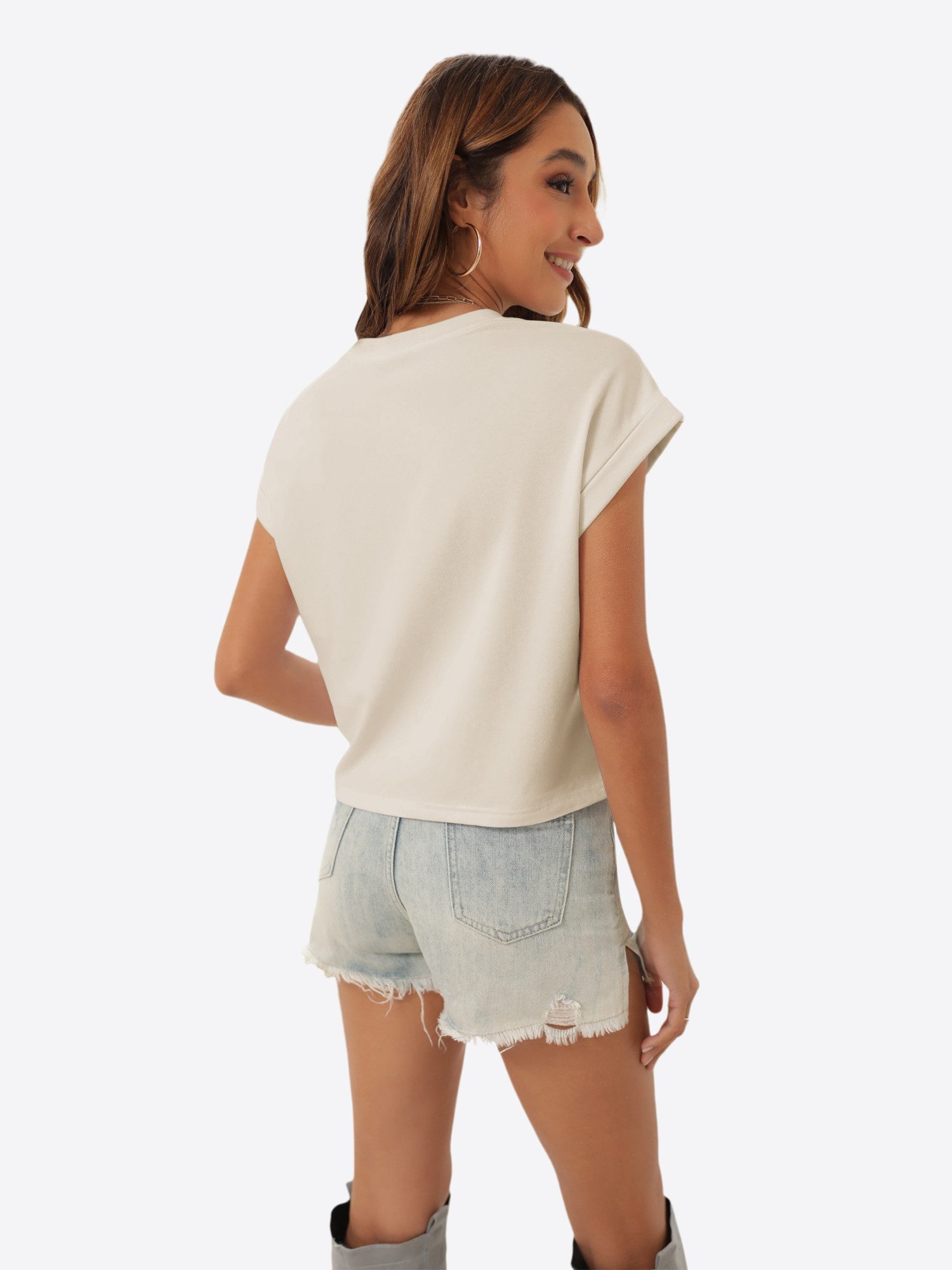 Imily Bela T-Shirt Damen Casual Cropped T-Shirt mit Kurzärmeln (Packung, 1- günstig online kaufen
