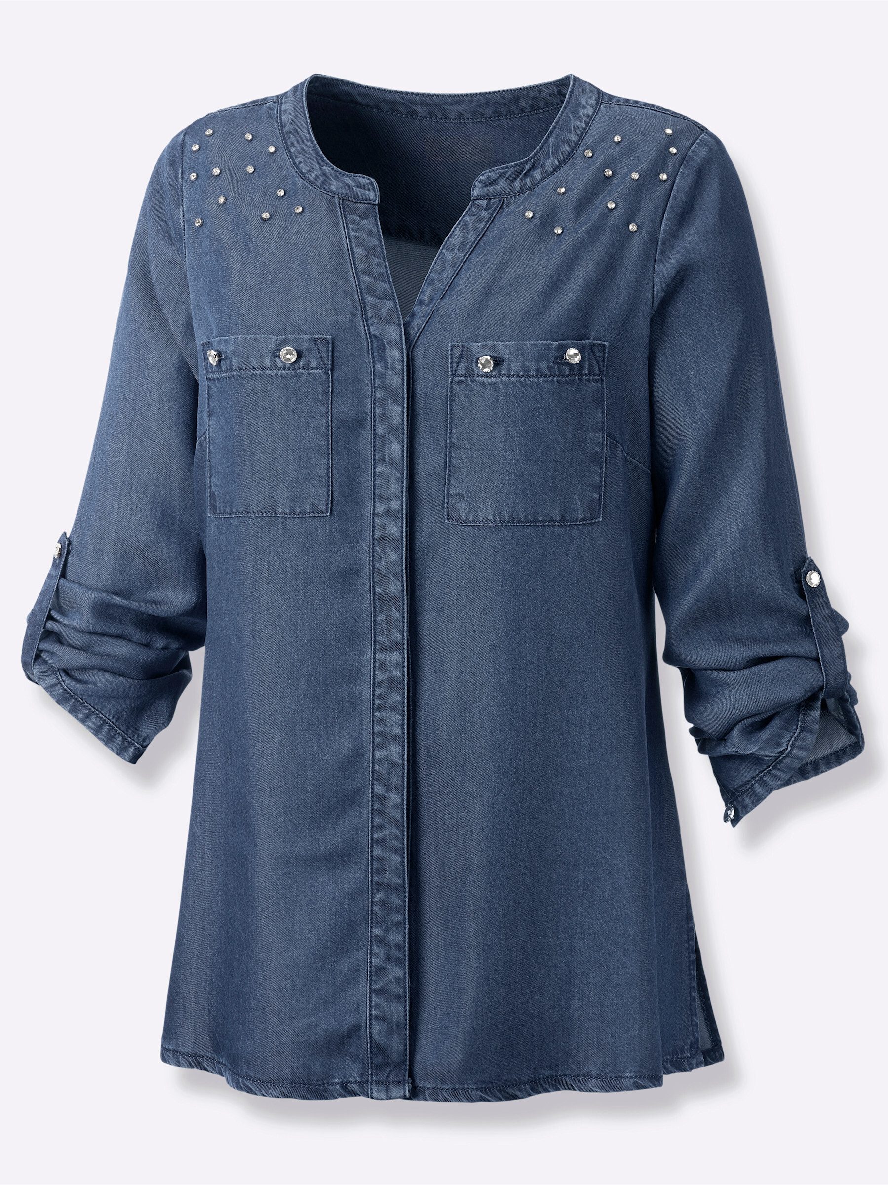 creation L Klassische Bluse Lyocell-Jeansbluse Langarm günstig online kaufen