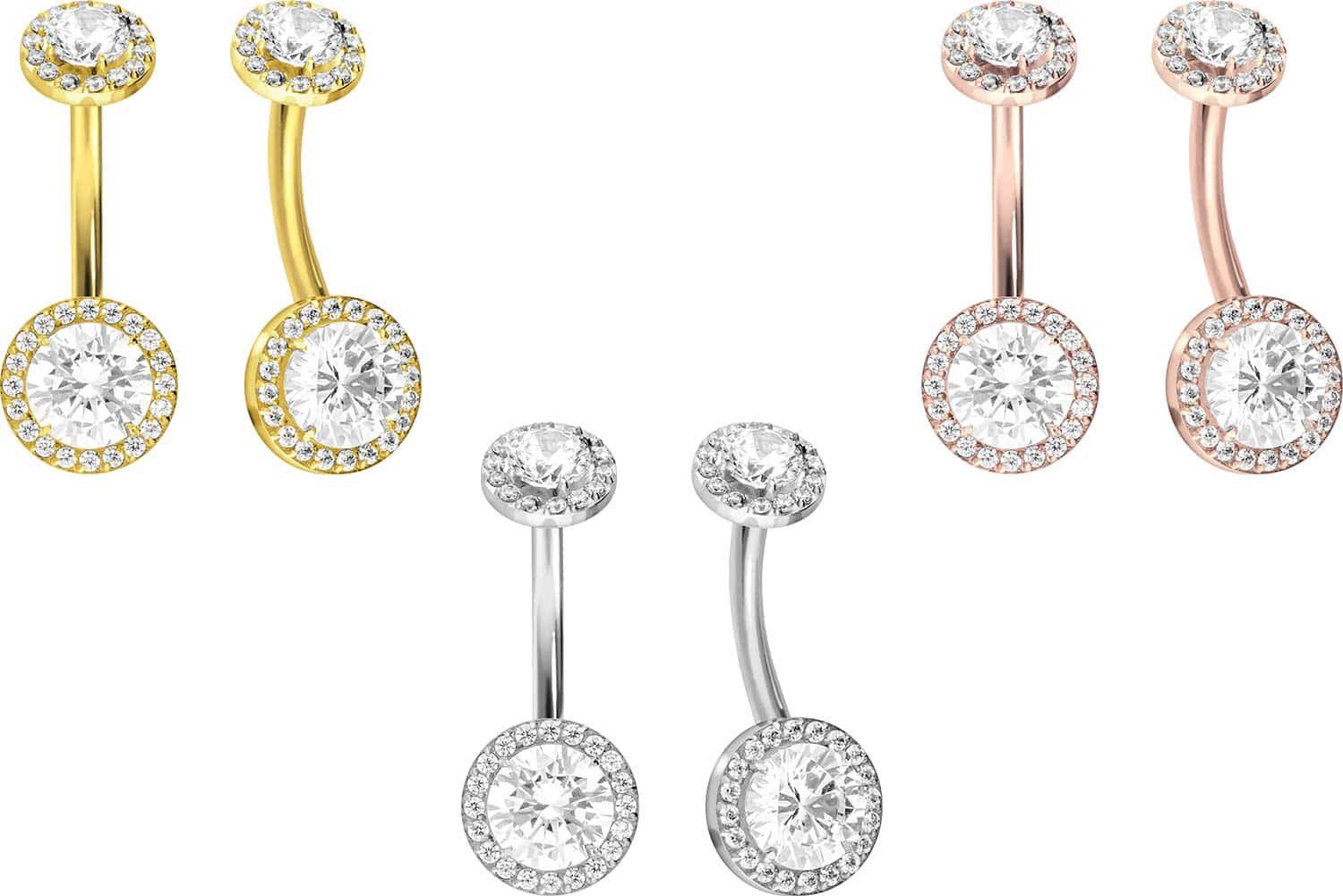 PIERCINGLINE Bauchnabelpiercing Titan Bananabell mit Innengewinde 2 KRISTAL günstig online kaufen
