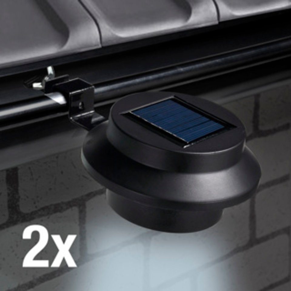 Haushalt International Außen-Deckenleuchte LED Solar Dachrinnenleuchten Farbe: schwarz, 2er-Set