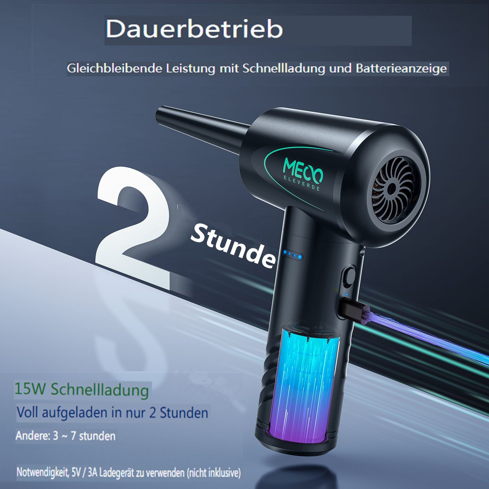 Insma Handstaubsauger 3 Gang, LED Elektrische Staubgebläse Tastatursauger Druckluft 100000 U/min – Bild 4 von 5