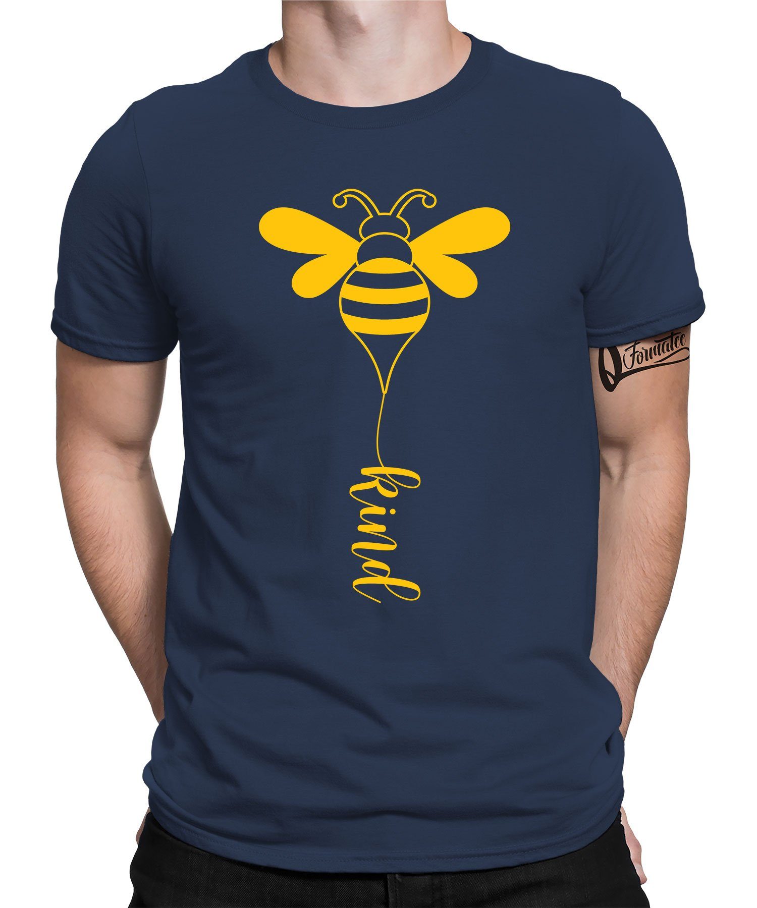 Quattro Formatee Kurzarmshirt Kind - Biene Imker Honig Herren T-Shirt (1-tlg) Navy Blau
