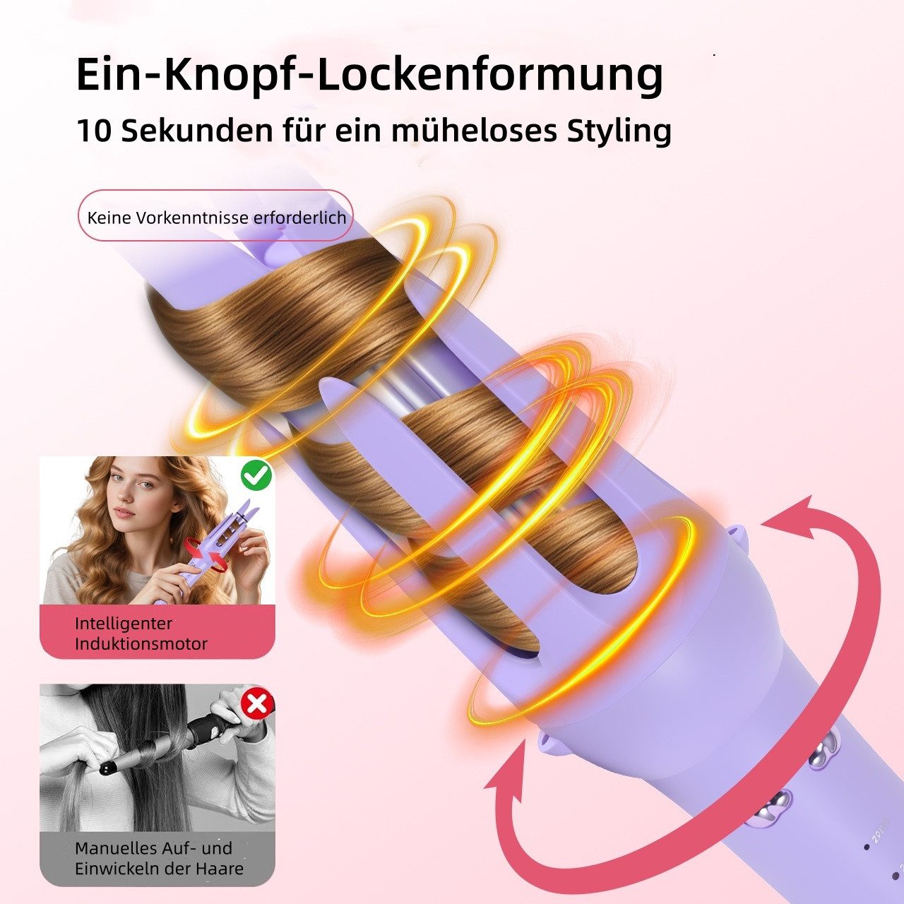 HATTEKER Lockenstab HT-139, 3-in-1 Multihaarstyler,32mm Lockenstab Automatisch, 36mm Lockenstab Große Locken,Haarglättungskamm,160 °C - 220 °C