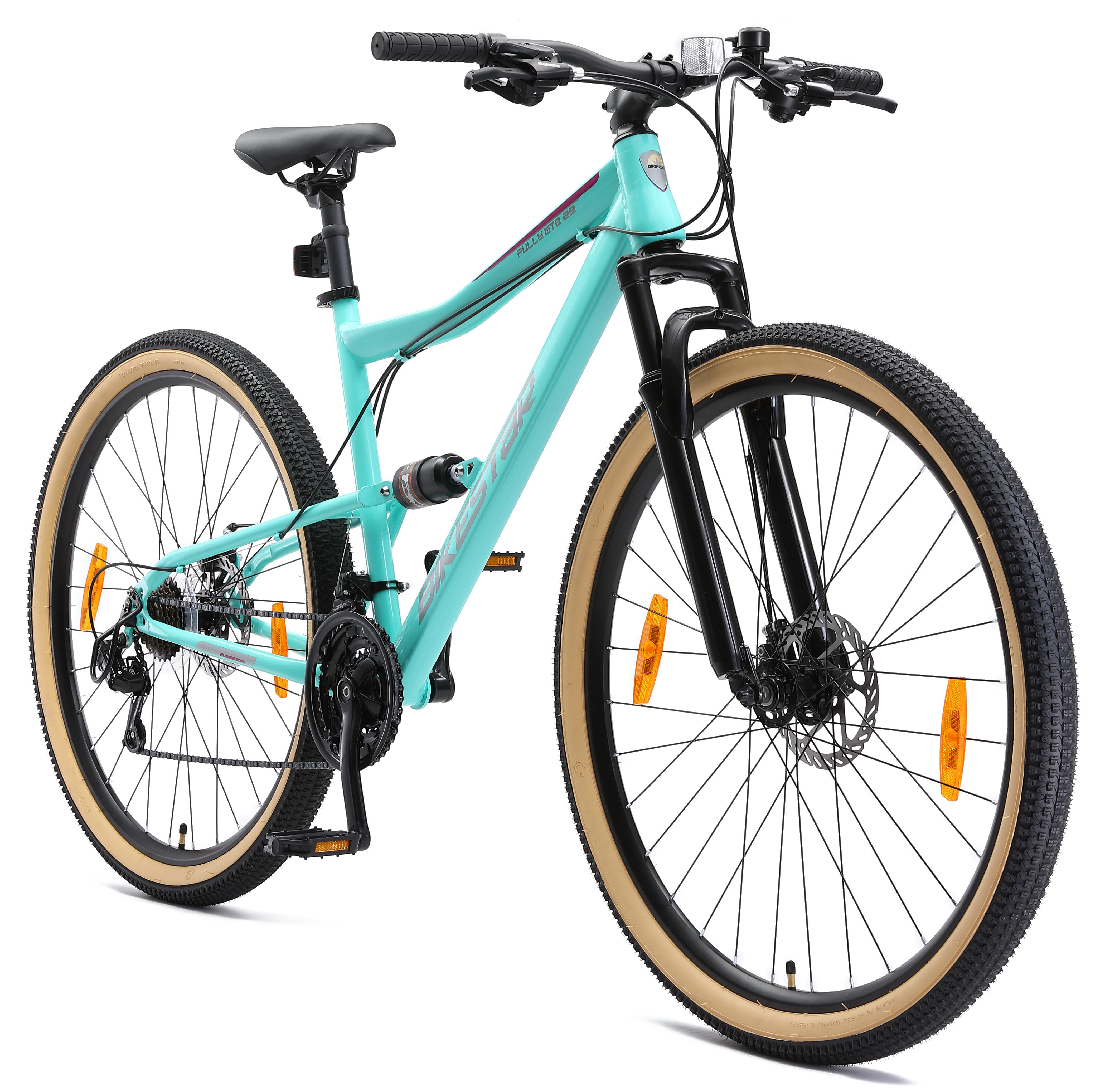 Bikestar Mountainbike, 21 Gang Shimano RD-TY300 Schaltwerk, Kettenschaltung, für Damen und Herren, Kettenschaltung