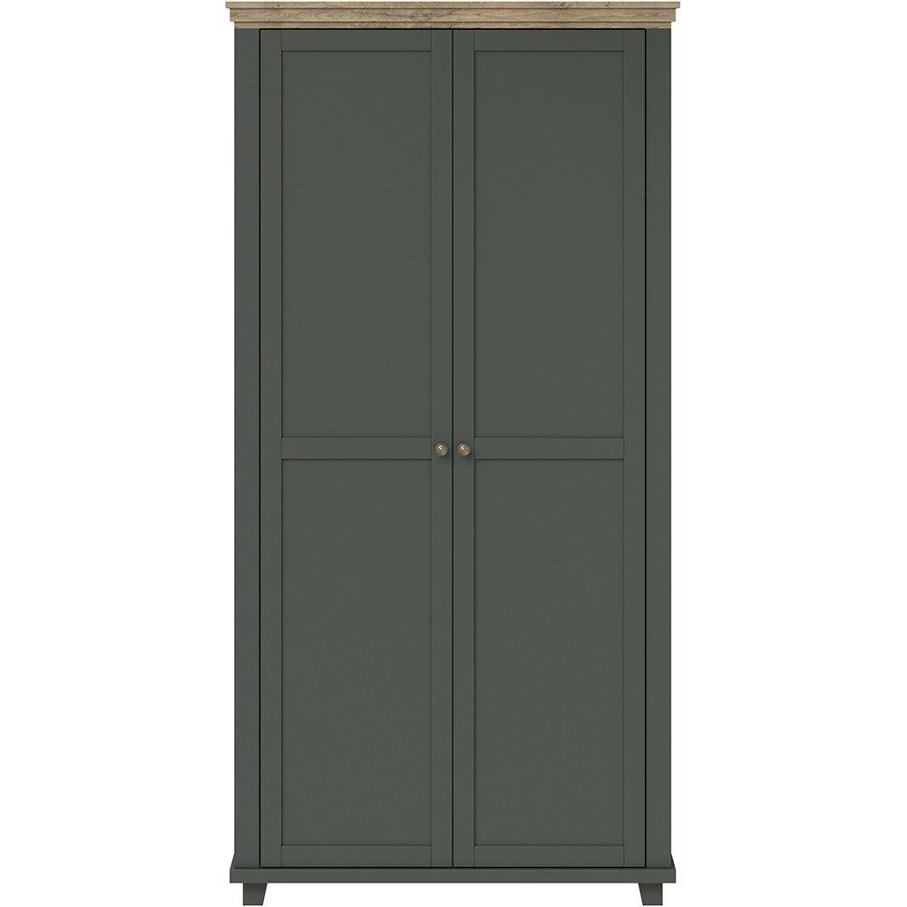 Lomadox Kleiderschrank EPSOM-83 grün mit Lefkas Eiche Nb. 108/216/62 cm