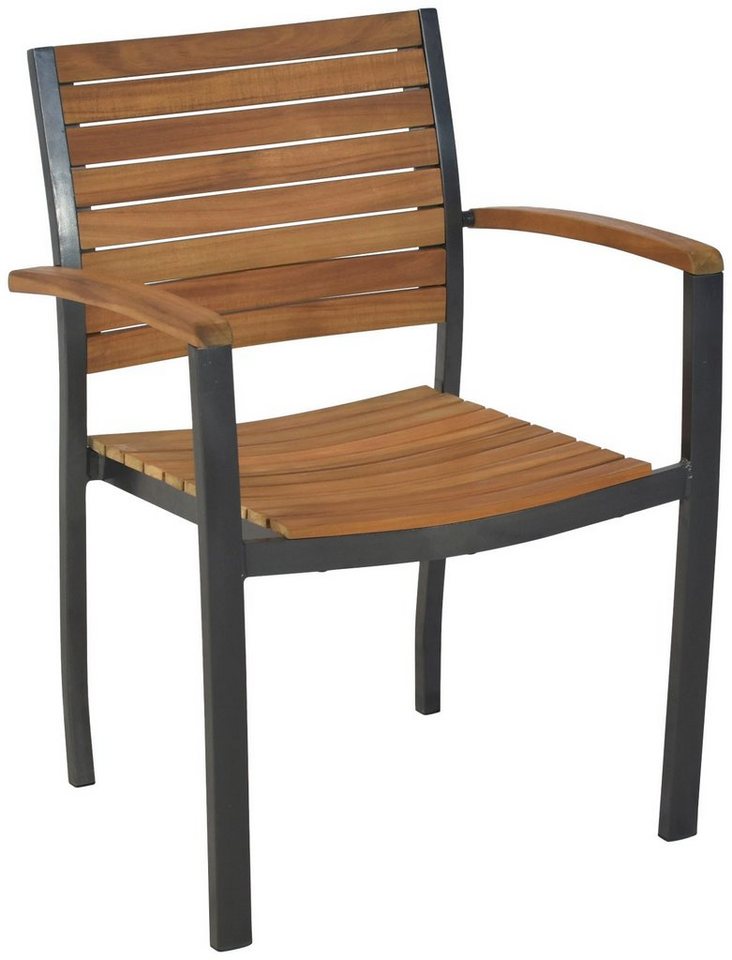 MERXX Gartensessel Santorin (Set, 2-St), Sitzfläche, Rückenlehne und  Armlehnen aus geöltem Akazienholz
