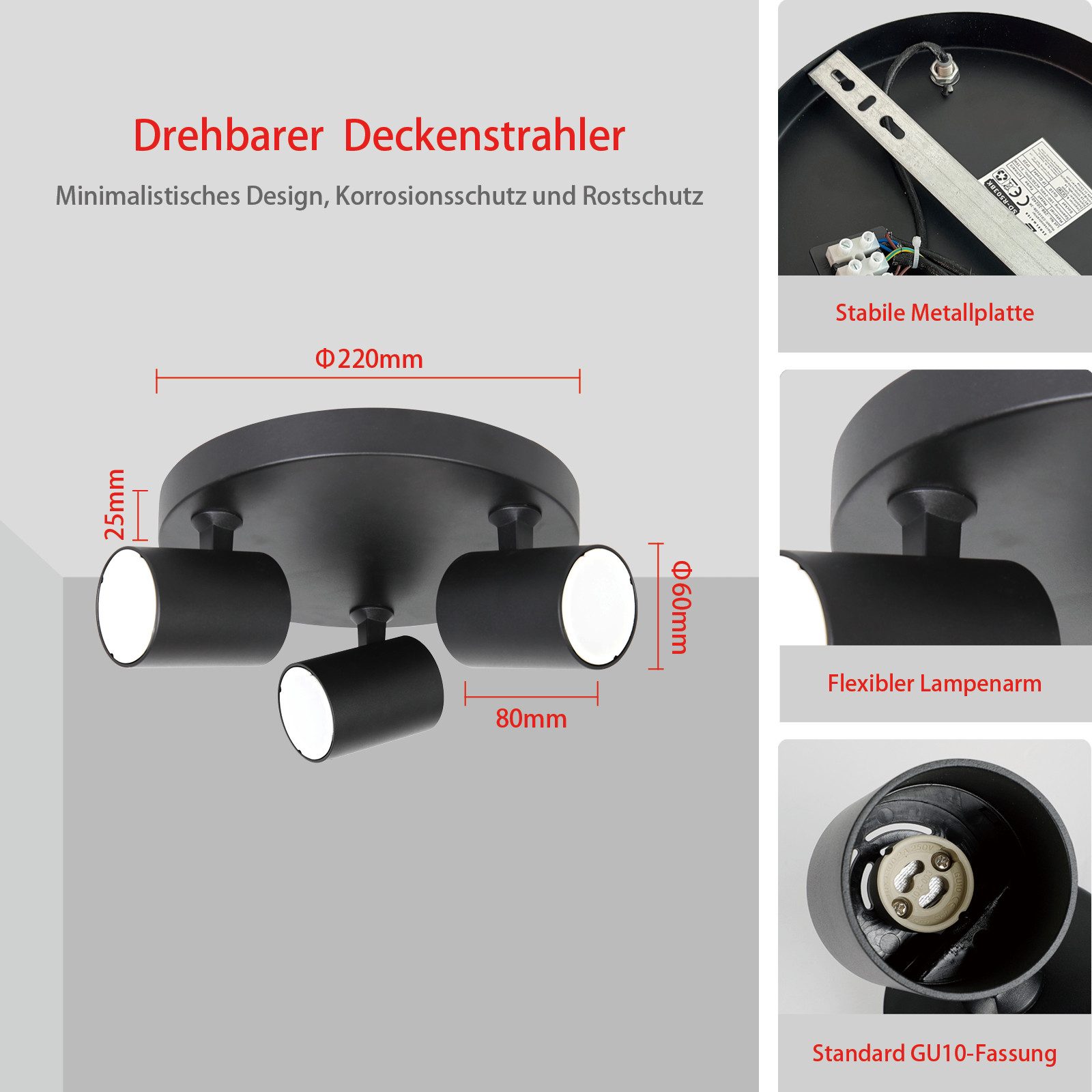 Zedelmaier Deckenstrahler Deckenspots Deckenleuchte max.7W, GU10, für Wohnz günstig online kaufen