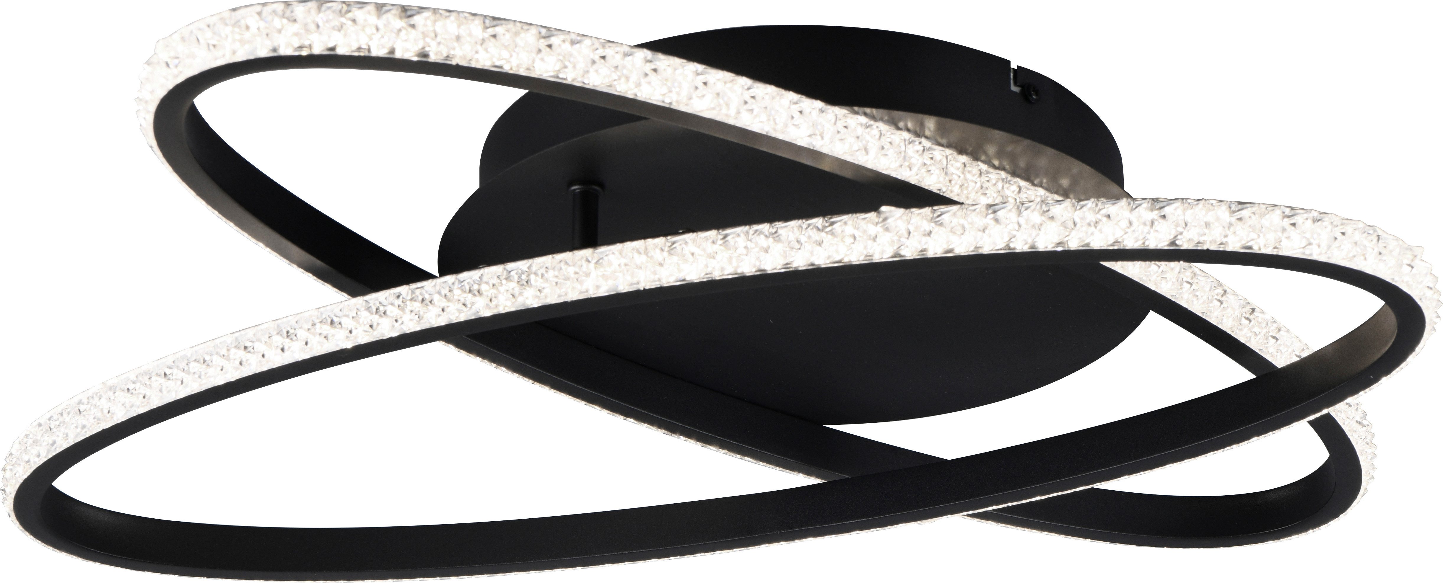 Reality Leuchten LED Deckenleuchte LANE, LED Deckenlampe Ringe, 27W 3500 Lumen 4000K kaltweiß 58x58 cm, Dimmfunktion, mehrere Helligkeitsstufen, LED fest integriert, Kaltweiß, dimmbar per Wandschalter, Ringe flexibel verstellbar