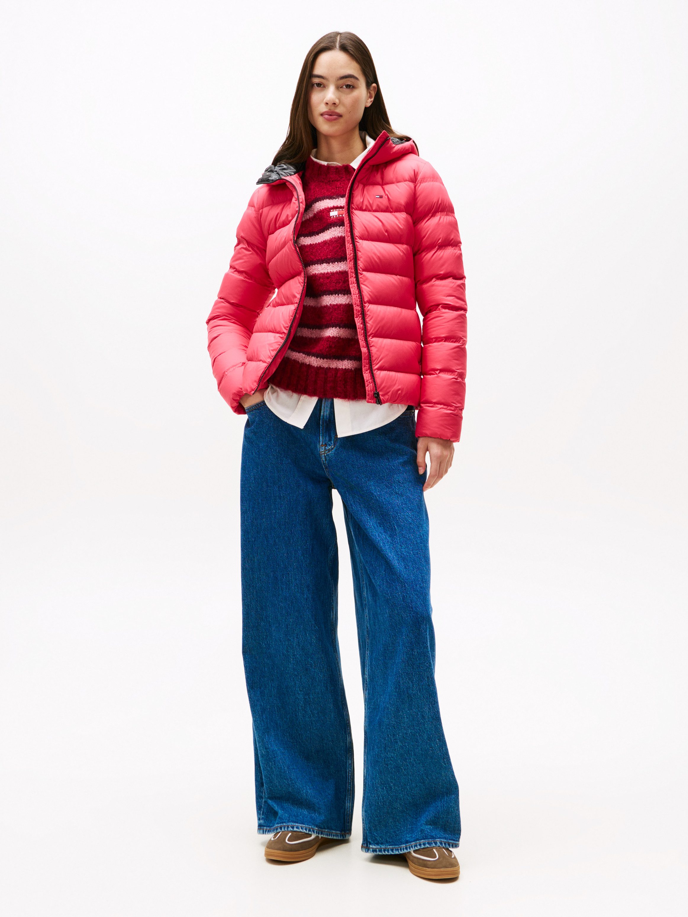 Tommy Jeans Steppjacke TJW SLIM HOOD PRNT DOWN JCKT EXT
