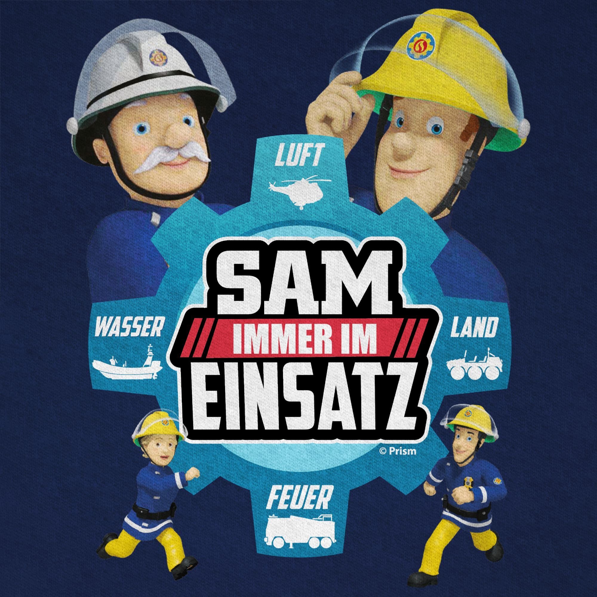 Sam im - Dunkelblau Immer Feuerwehrmann Sam Jungen T-Shirt Shirtracer Einsatz 02