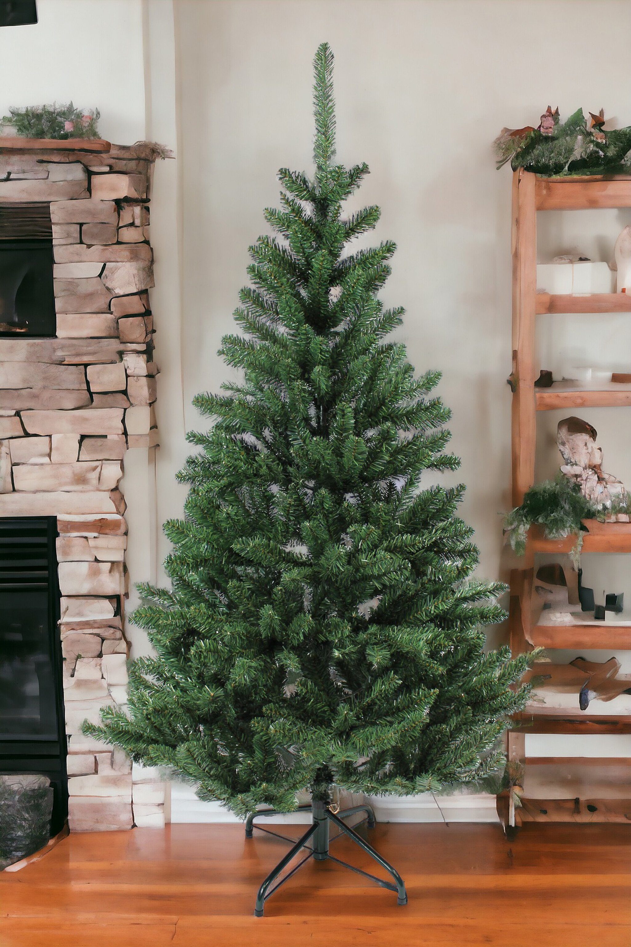 Arnusa Künstlicher Weihnachtsbaum einfache realistisch, Tannenbaum sehr Edeltanne, Metall-Ständer, Christbaum mit Klappbar Montage