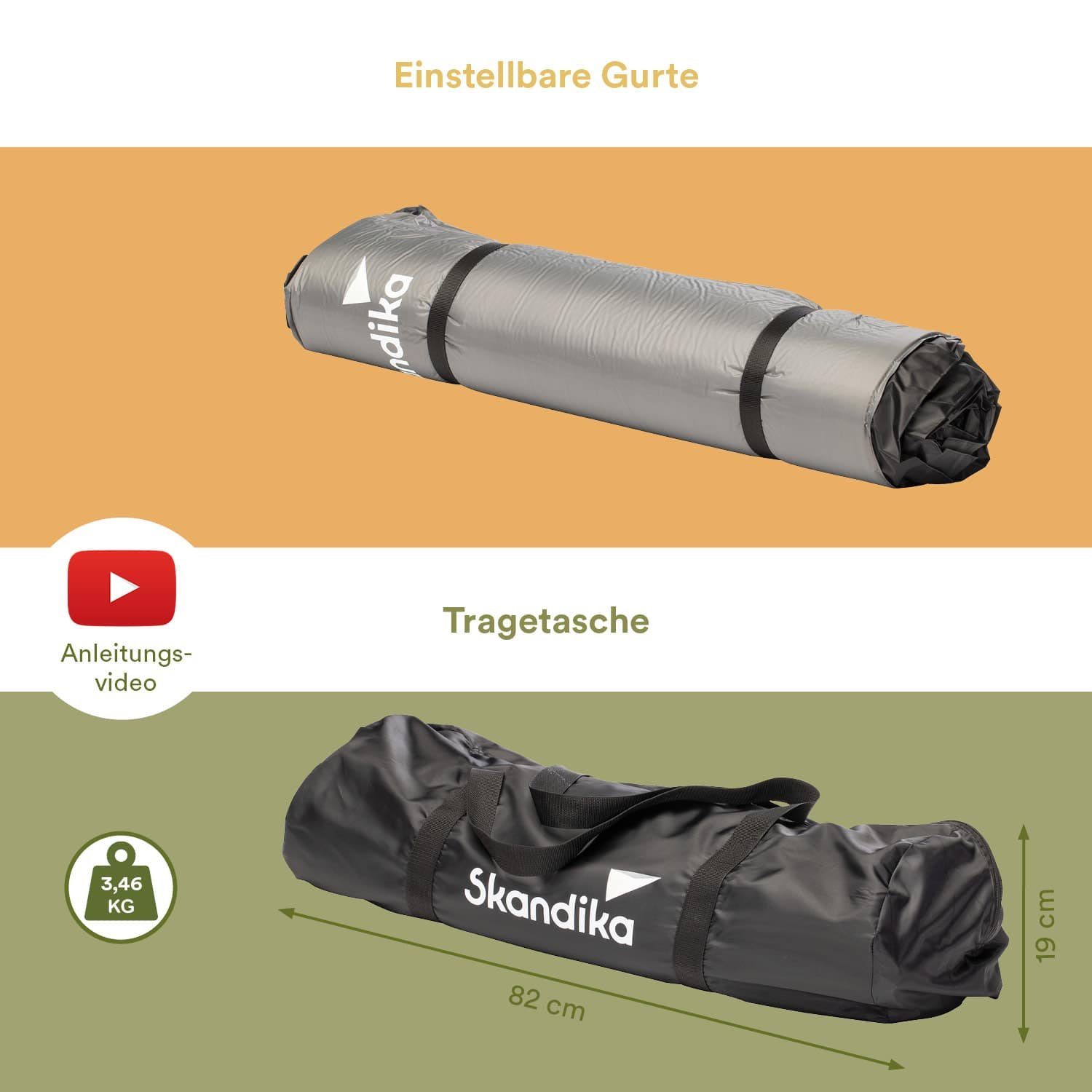 Skandika Luftmatratze, Isomatte ideal für Easy Zelten, Outdoor, Premium Camping Single 3D selbstaufblasend,