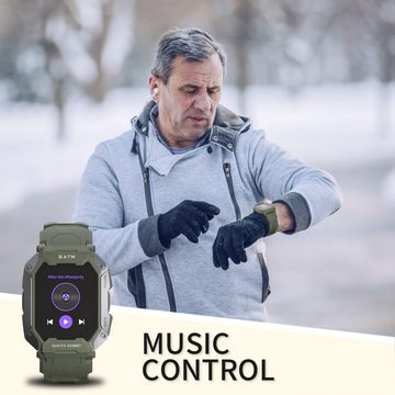 AMZSA Tracker Herren Aktivitätstracker Schrittzähler Sport Smartwatch (1.71 Zoll, Andriod iOS), mit Fitness Tracker Armband Pulsuhr IP68 Wasserdicht 24 Sportmodi