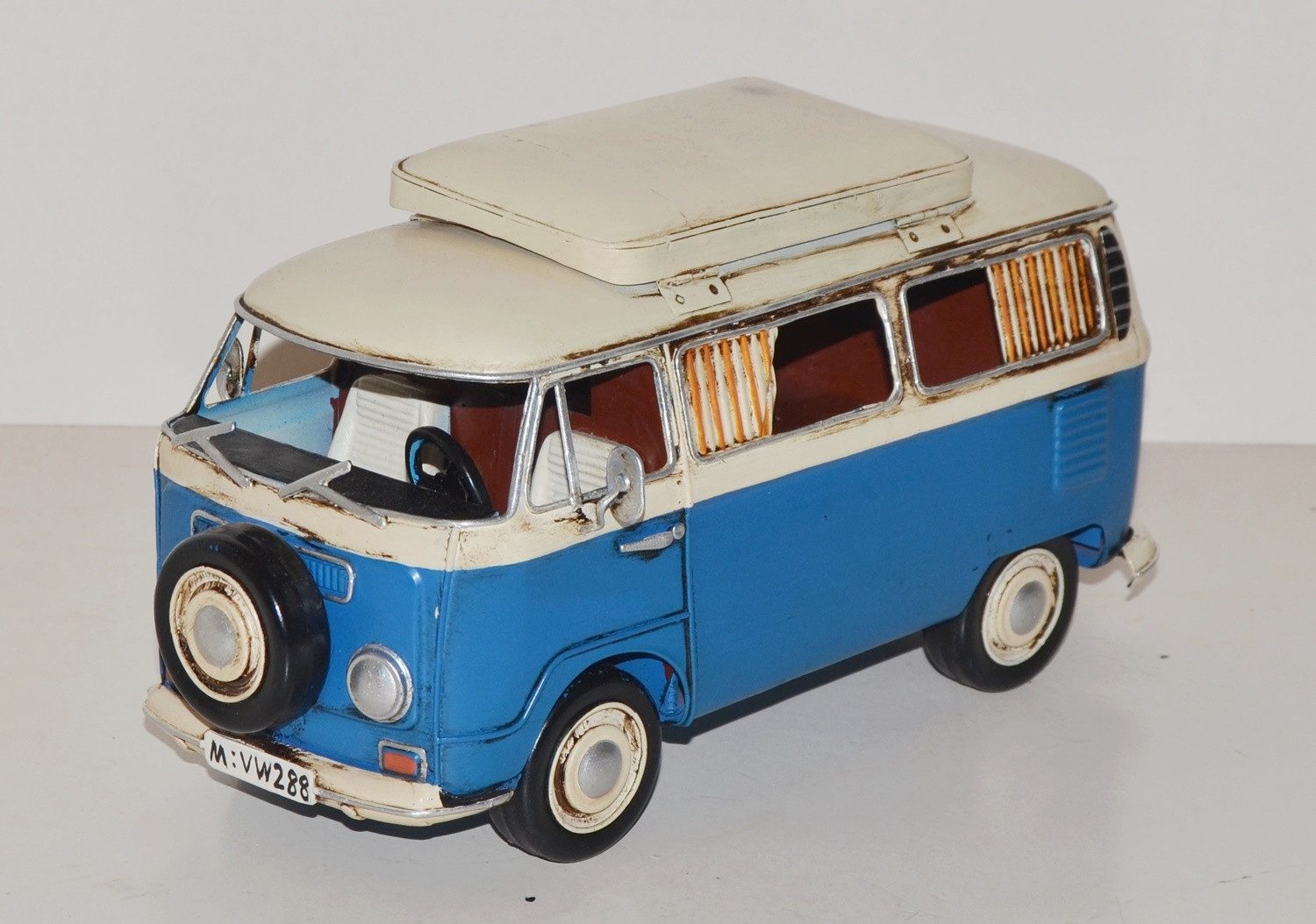 Modellbus Blechbus Modellauto Oldtimer Automarke Campingbus Bus L 27 cm
