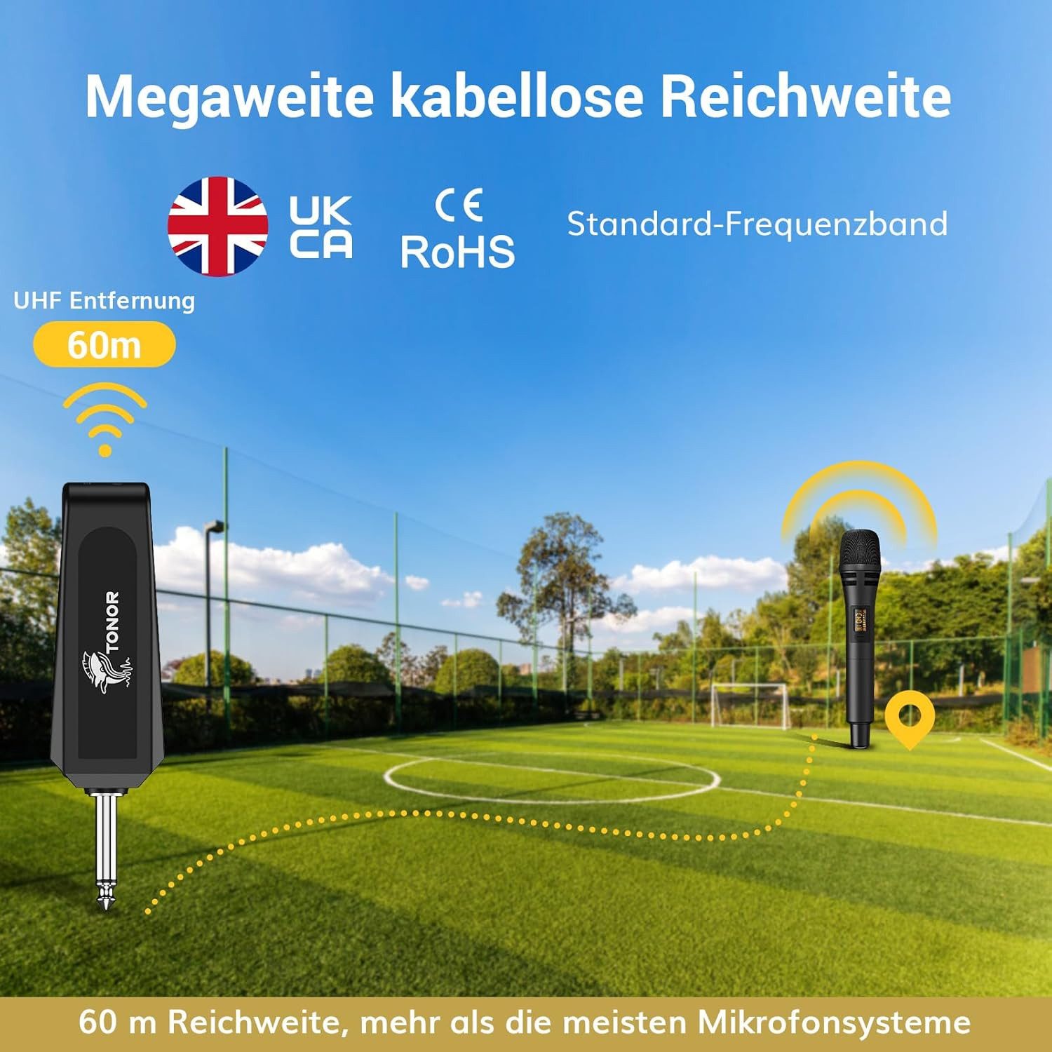 TONOR Mikrofon TONOR TW-310 Wireless Mikrofon Funk Karaoke Mic 15 Kanäle Bühne