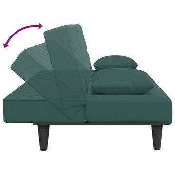 vidaXL Sofa 2-tlg. Sofagarnitur mit Kissen Dunkelgrün Samt