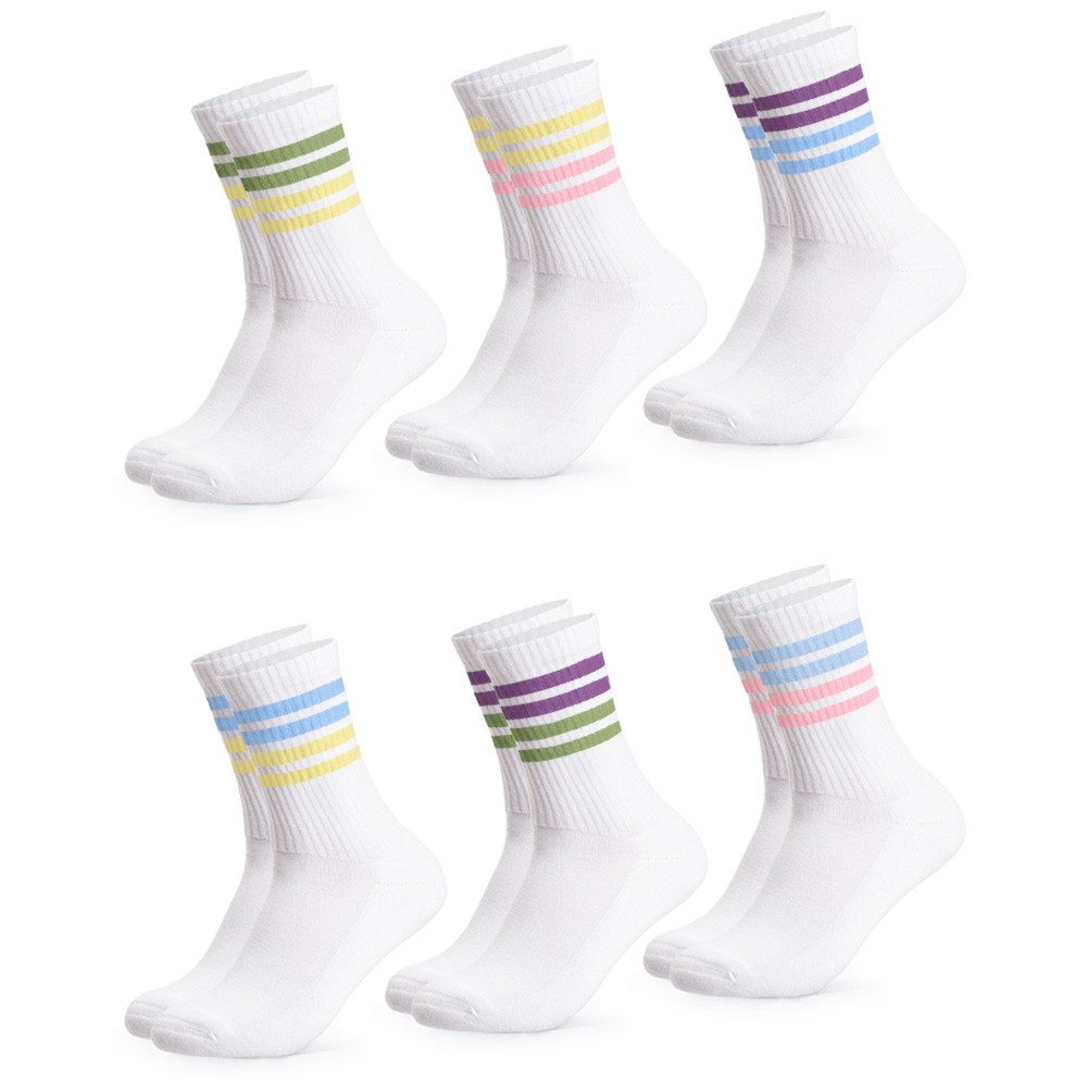 OCCULTO Sportsocken Damen Retro Tennis Socken 6er Pack (Modell: Steffi) (6-Paar)