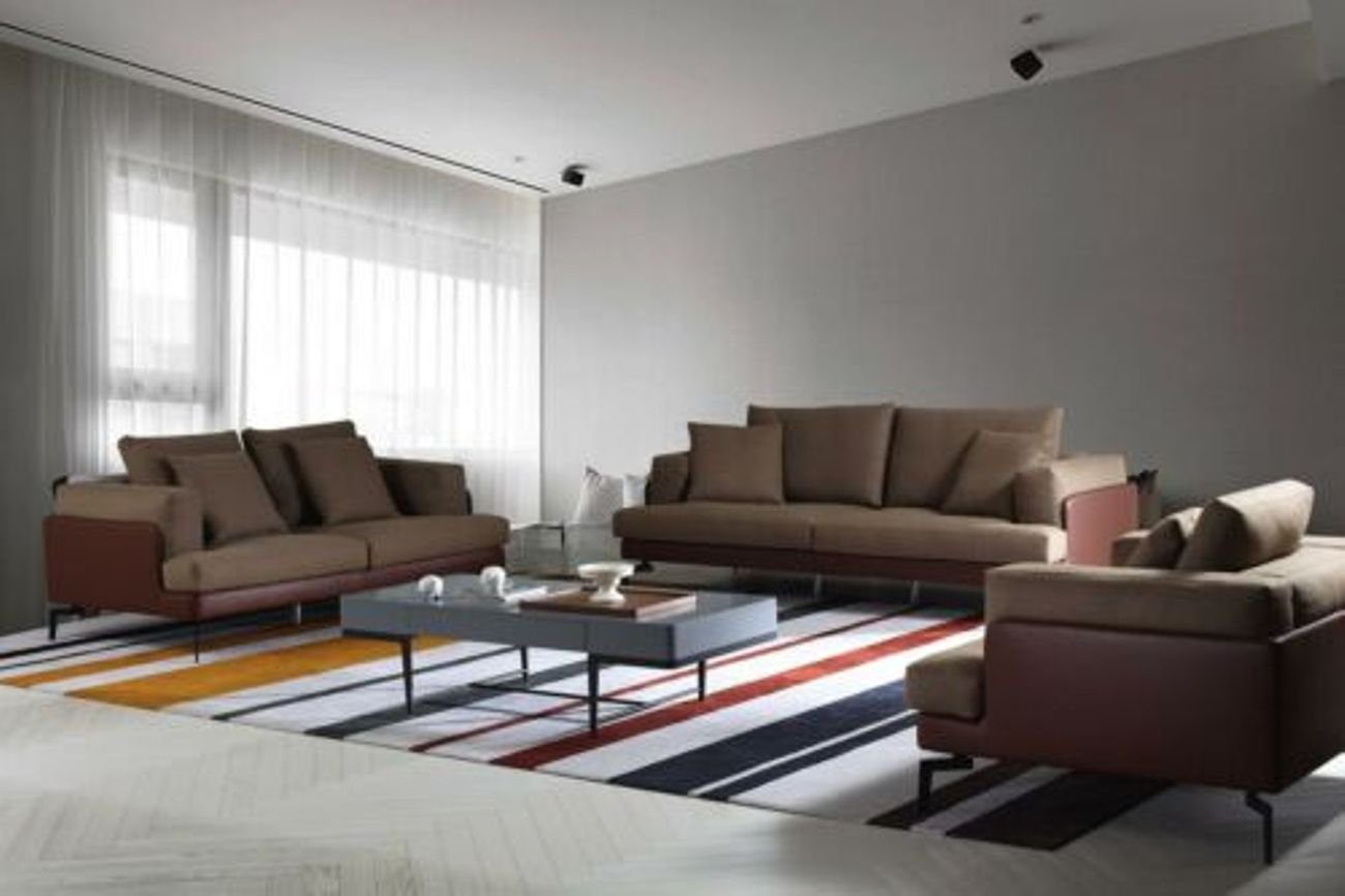 JVmoebel Wohnzimmer-Set, Couch Garnitur Italien Sofa Textil Eck Sitz Landschaft 3+2+1 Luxus