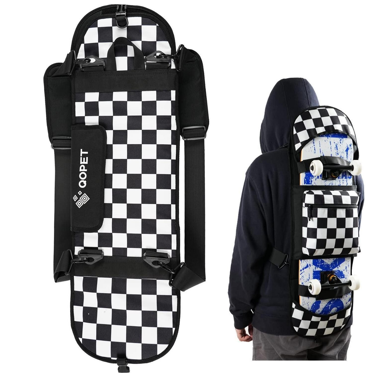 LuxusKollektion Sportrucksack Skateboard Tasche Rucksack 900D Oxford Schwarz/Weiss