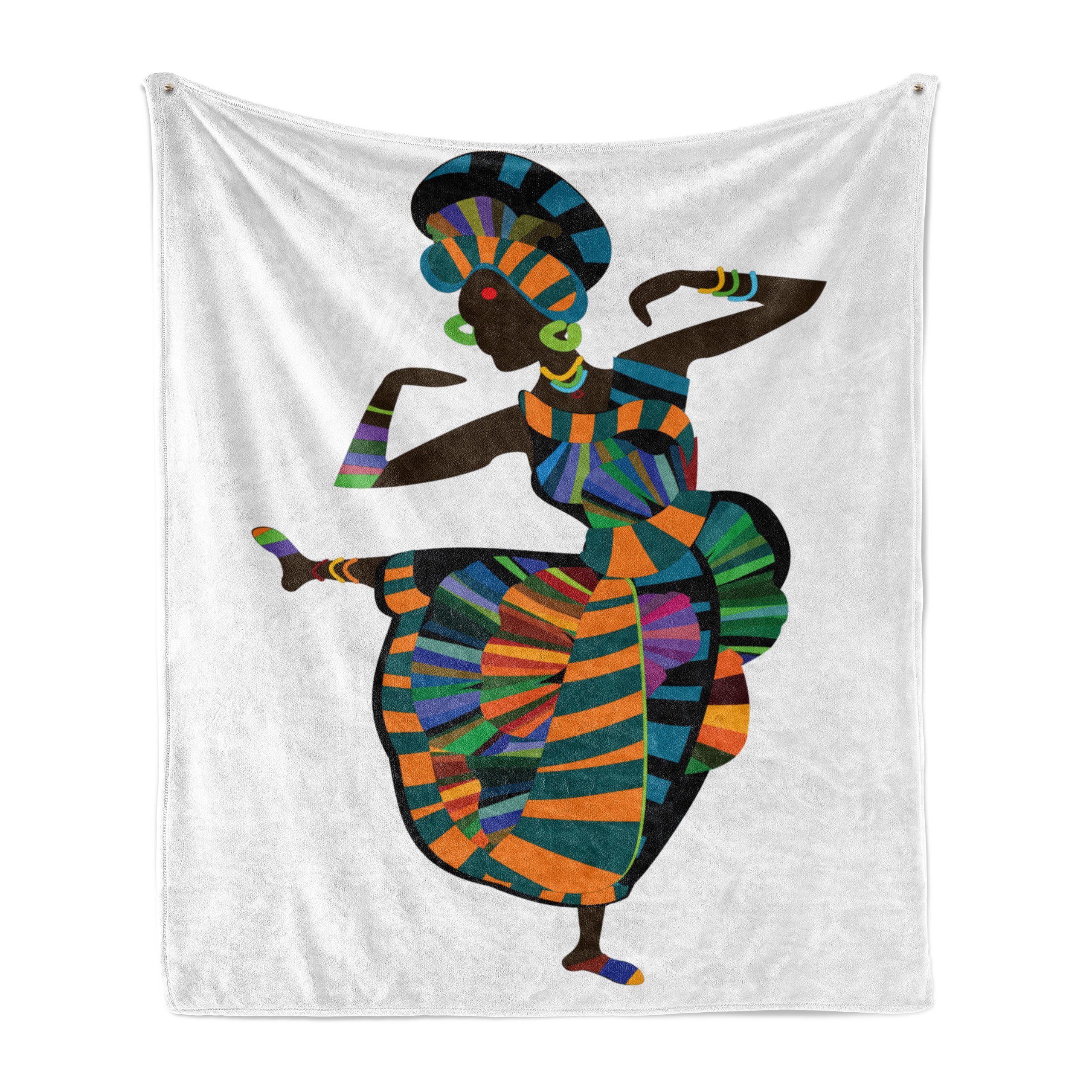 Wohndecke Gemütlicher Plüsch für den Innen- und Außenbereich, Abakuhaus, afrikanische Frau Tanzen Zulu-Mädchen