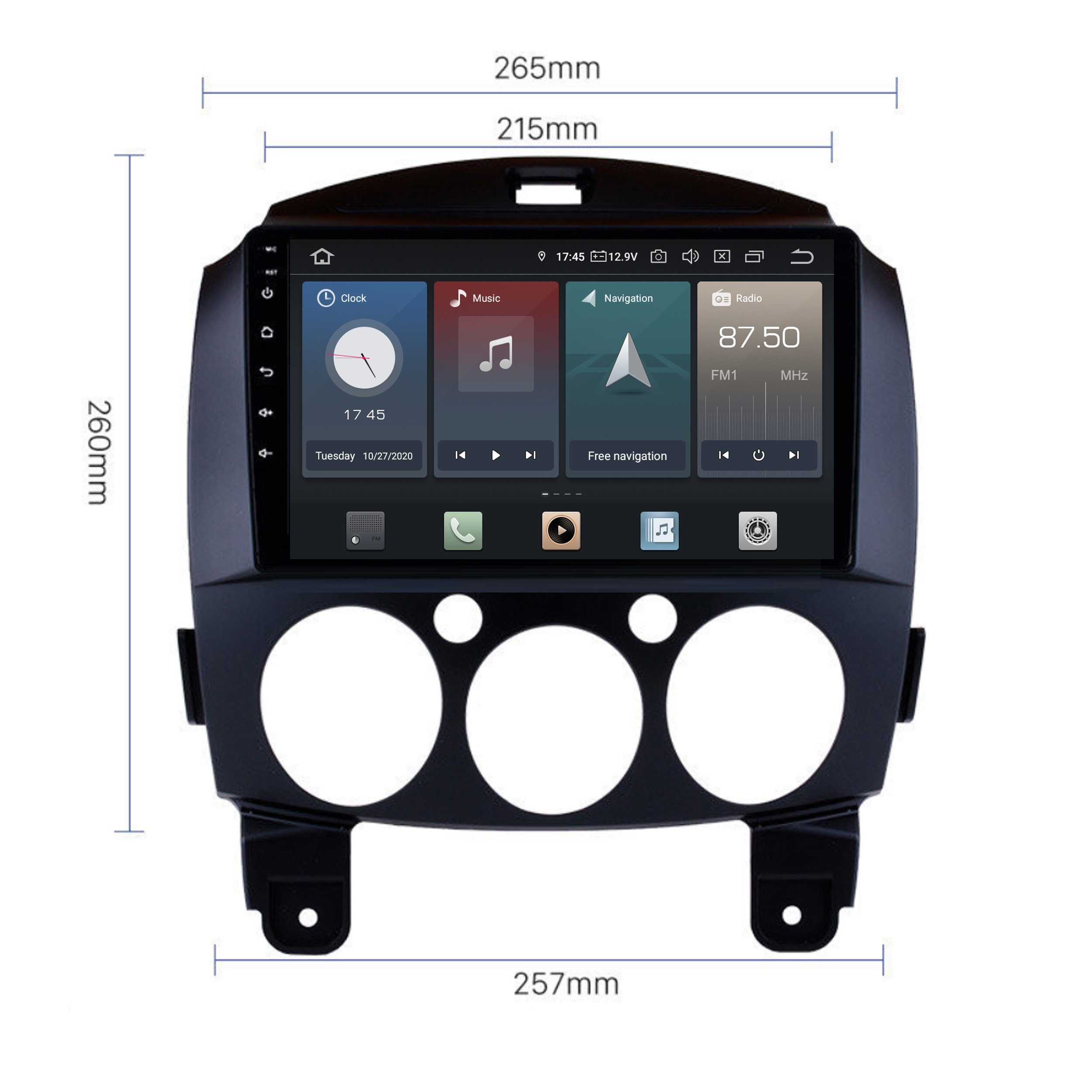 2 CarPlay Touchscreen GPS Einbau-Navigationsgerät AndroidAuto Android Autoradio Mazda Für TAFFIO 9"