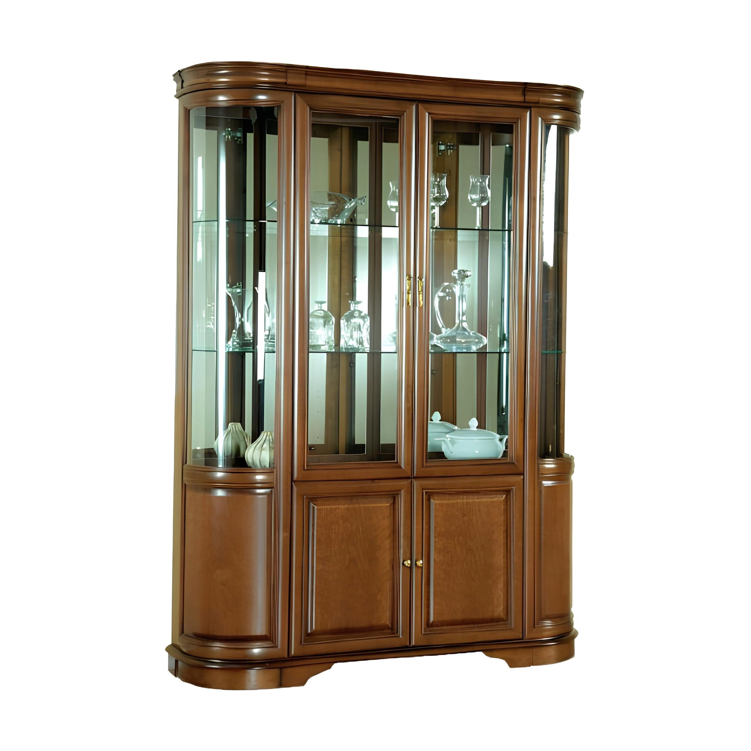 Xlmoebel Vitrine Massivholz Handgefertigter Rustikaler Schrank - Klassischer (Klassische Vitrine Vitrinenschrank Vitrinen - Model Z-W2) Hergestellt in Europa