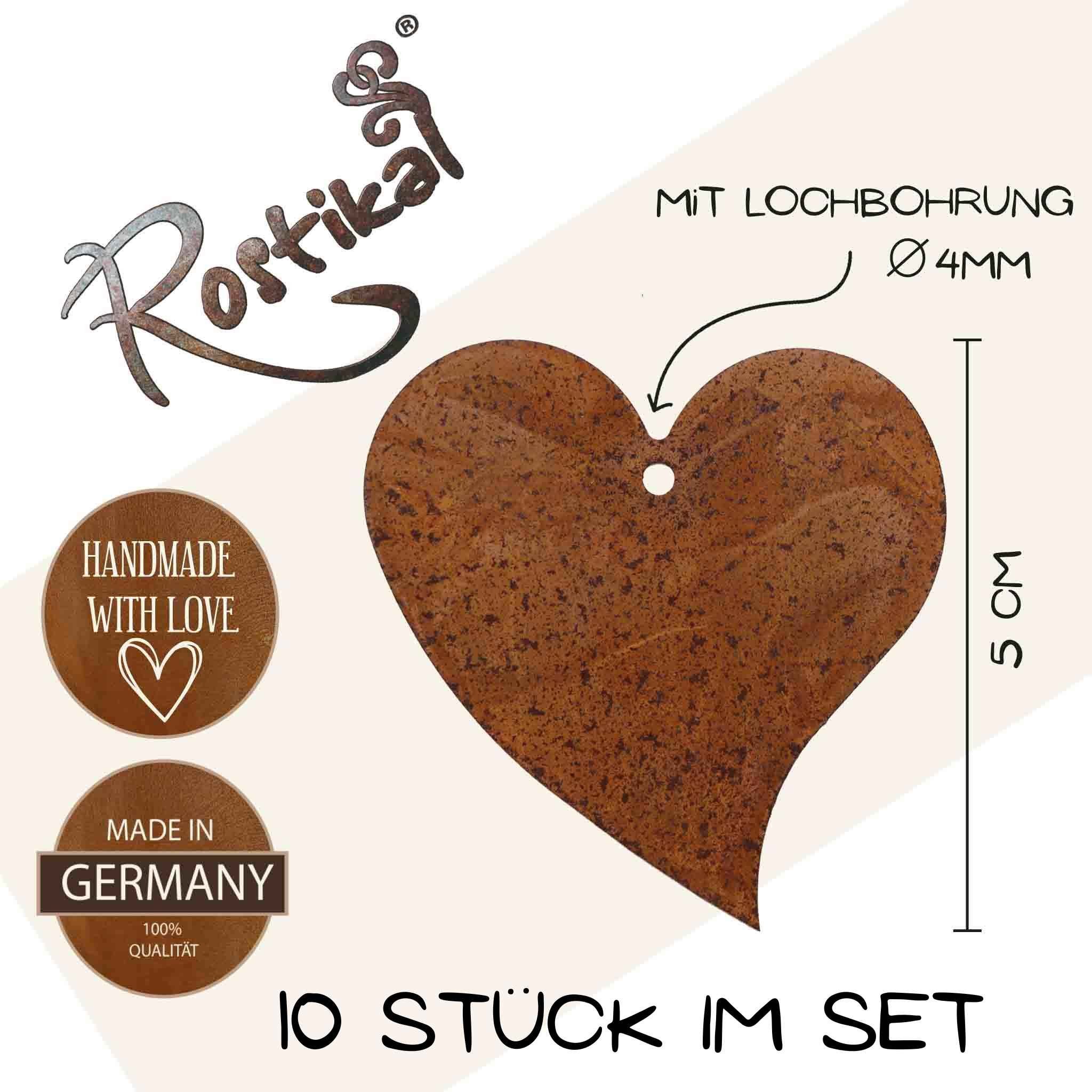 Rostikal Hängedekoration Hängedeko Herzen (10 St), echter Rost – Bild 2 von 5
