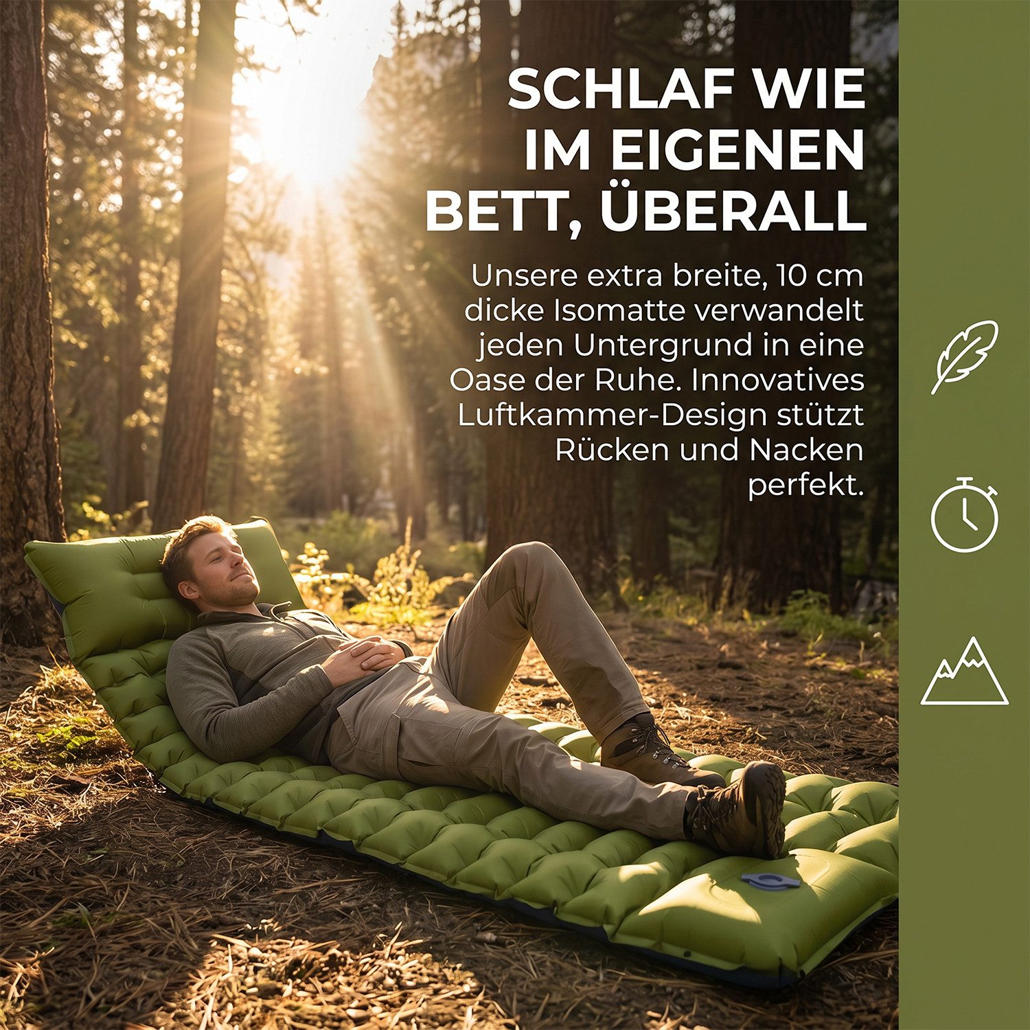 AKKEE Isomatte Camping Luftmatratze mit Kissen, Outdoor isomatte Kompakte und Leichte, Campingmatte 195×68/133CM für Wandern und Strand – Bild 5 von 5