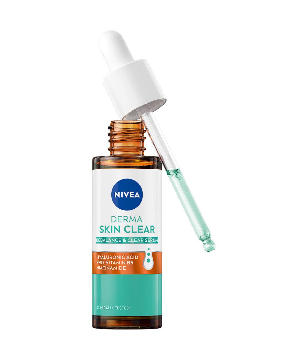 Nivea Gesichtsserum Derma Skin Clear Regenerate & Clear Serum 30ml, 1-tlg., mit Hyaluronsäure, Pro-Vitamin B5 und Niacinamid