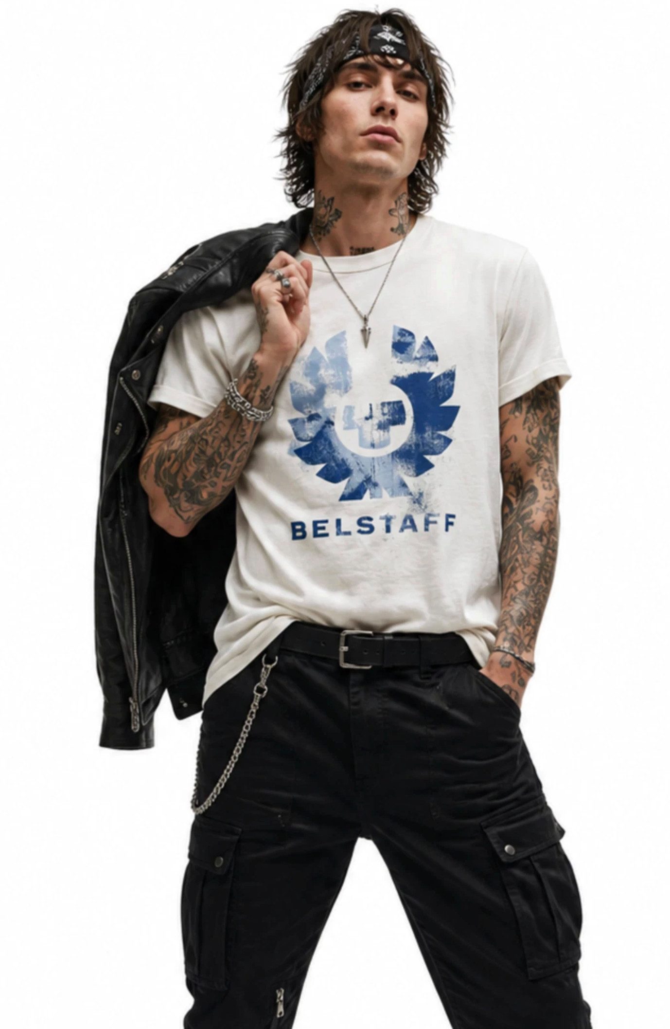 Belstaff T-Shirt London Retro Blur Phoenix Logo Regular Cut Phoenix-Logo mit Belstaff Schriftzug im Spray-Effekt