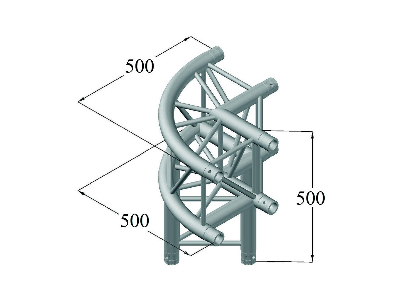 Thumbnail - Alutruss Rahmentraverse ALUTRUSS QUADLOCK 6082C-30R 3-Wege-Ecke 90°