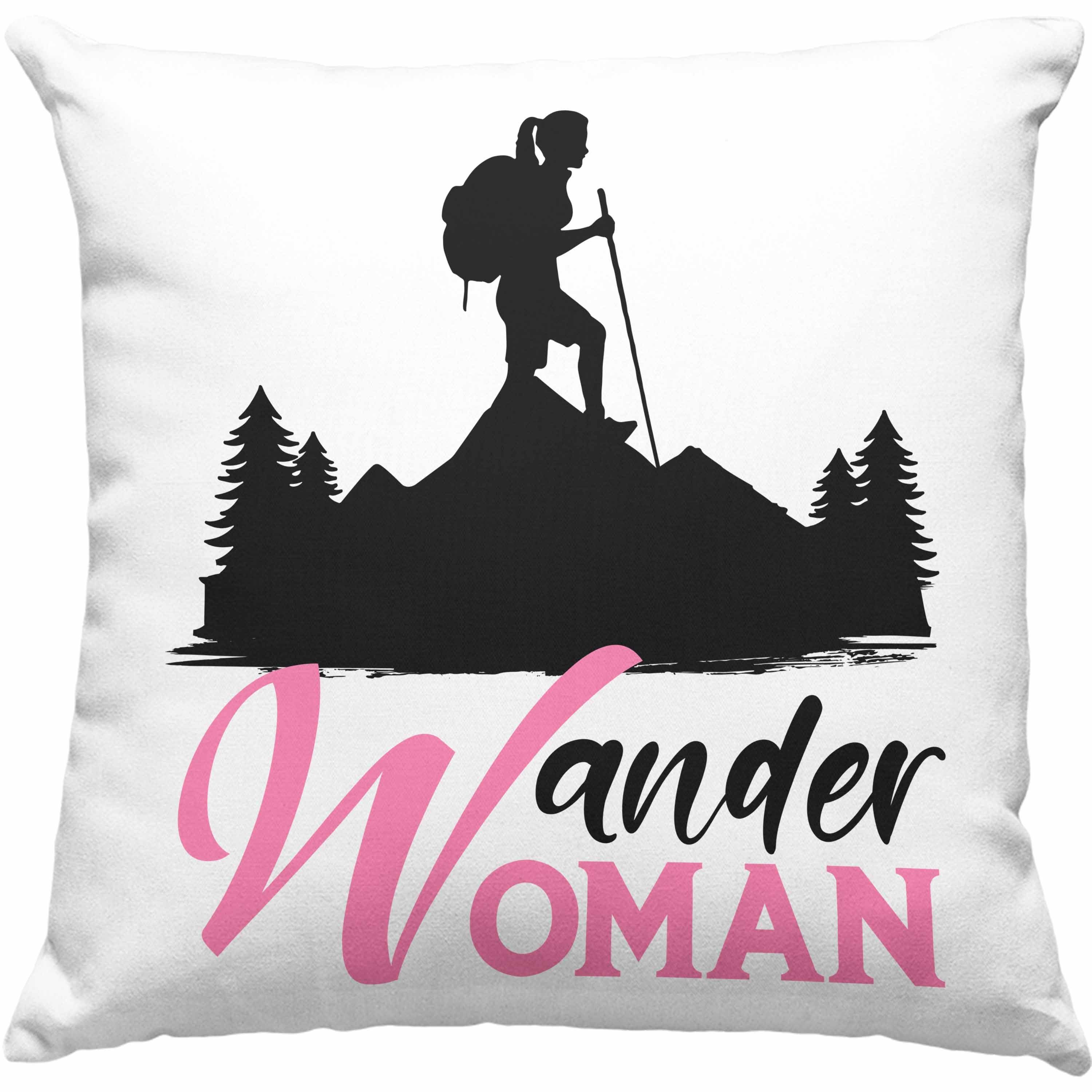 Füllung Geschenk Wandern Dekokissen 40x40 - Wandern Woman Geschenkidee zum Wander Lustige Dekokissen mit Trendation Kissen Rosa Kissen Frauen Trendation