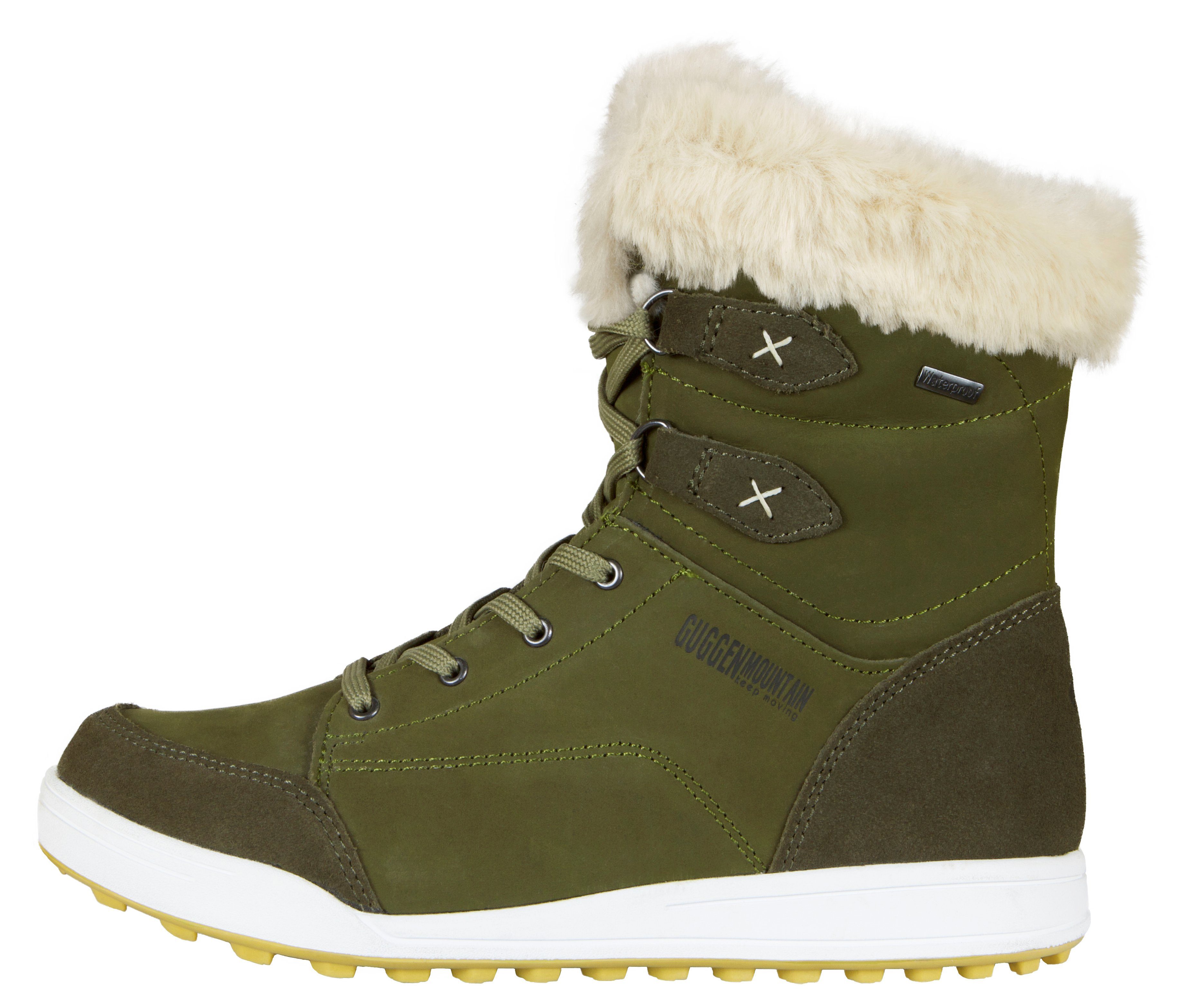 GUGGEN Mountain Winterstiefel HPC56 Damenfellstiefel Damenwinterstiefel Fellstiefel Stiefel Verstärkten Fersenbereich, kunstfell, Wasserdicht, Lederstiefel