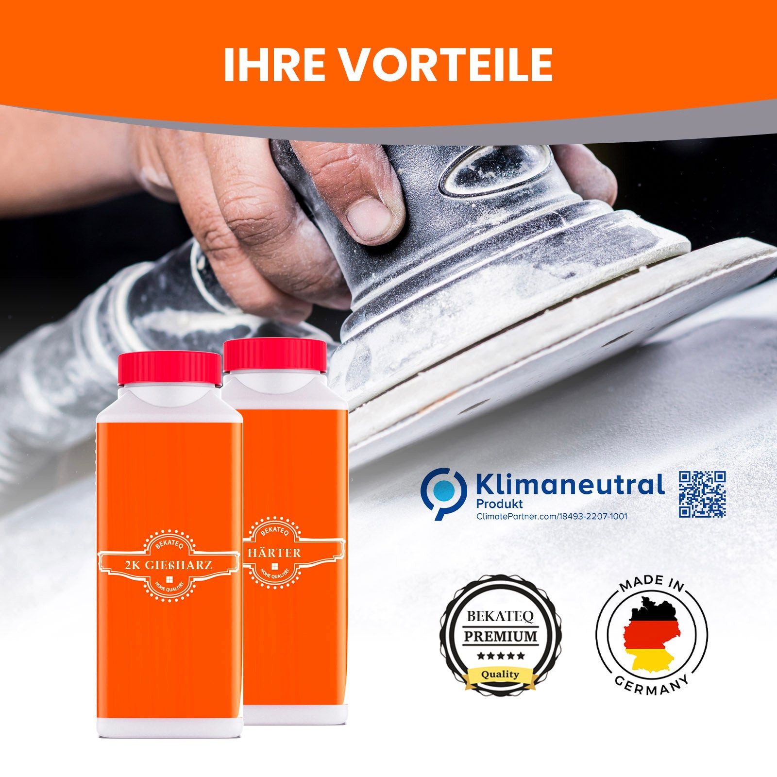 BEKATEQ Reparatur-Set BK-170EP Reparatur Set Epoxidharz, Harz, Härter, Handschuhe, Pinsel, Rührstab, 160g Gewebe, Mischbecher, Epoxidharz für GFK Boot Auto Modellbau Holz Risse Reparatur Harz