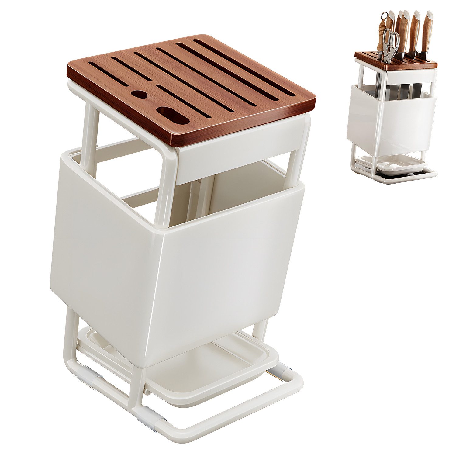 OSTWOLKE Messerblock Universal Messerhalter mit Tropfschale, ohne messer