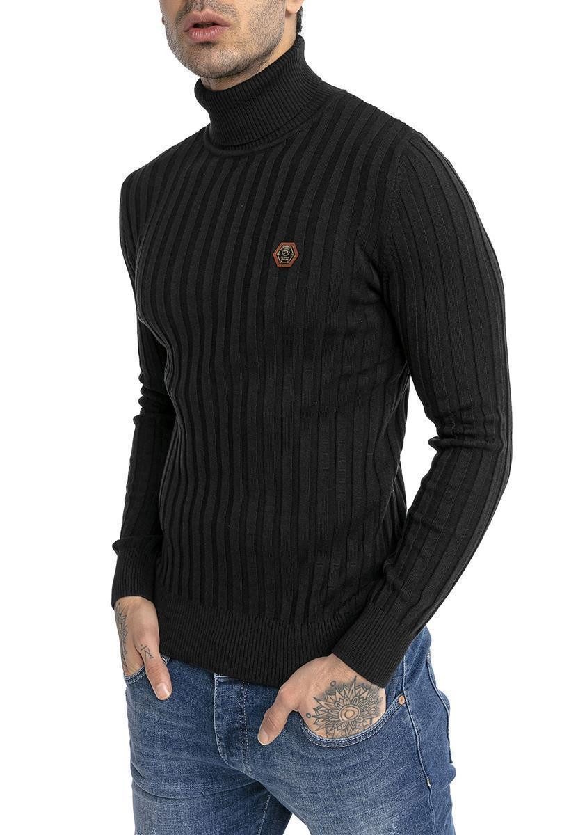 RedBridge Strickpullover Rollkragen Strickpullover mit Logopatch hoher Roll günstig online kaufen